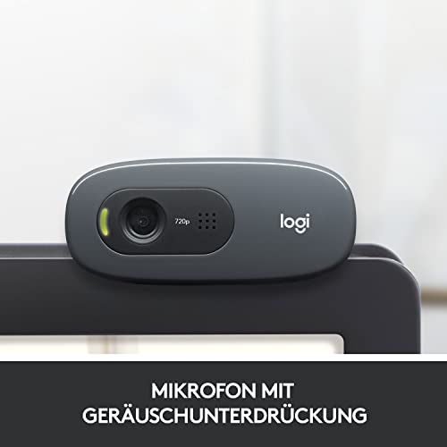 Detalle de Logitech C270 Webcam (Schwarz) – kompakte HD-Videoqualität für Alltag & Co