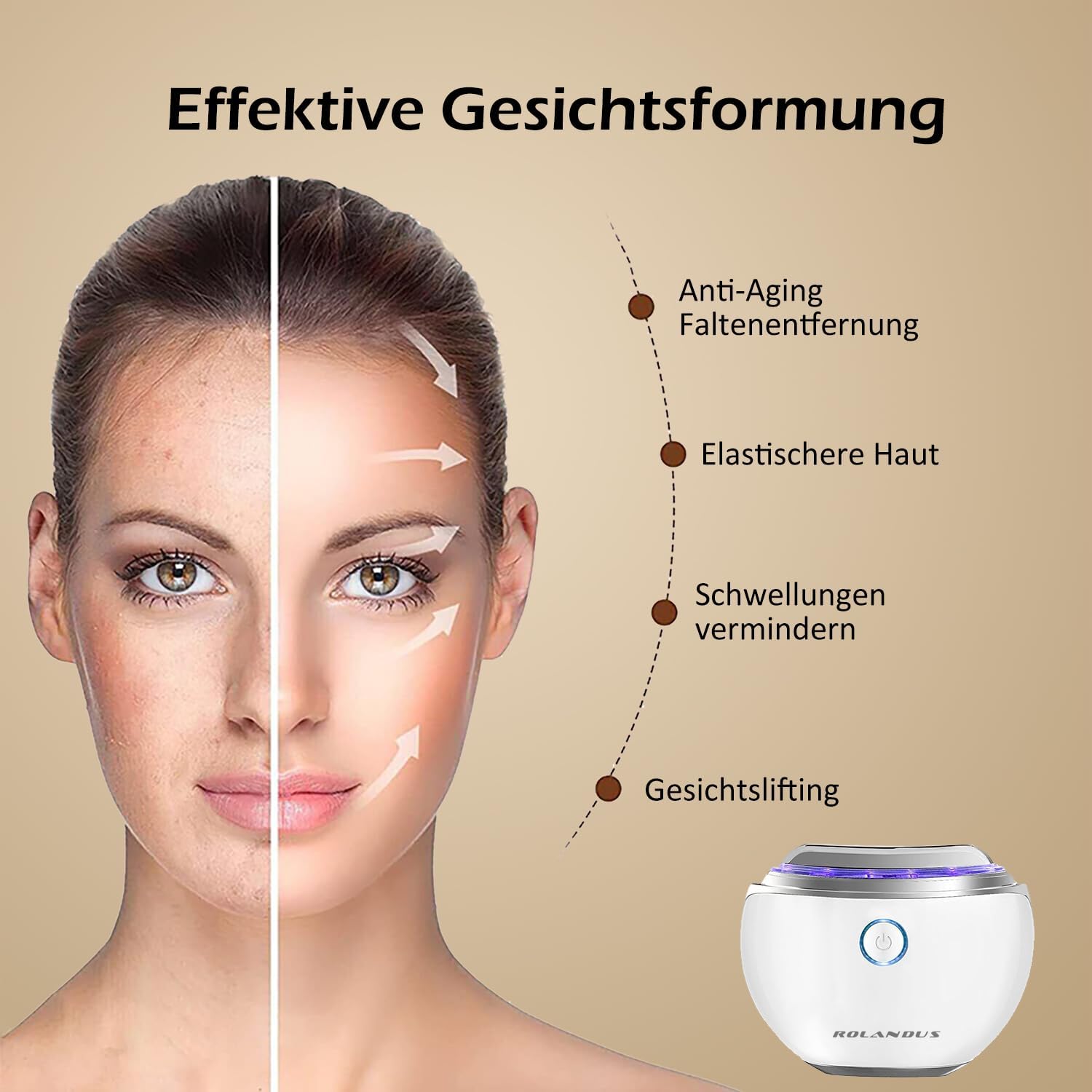 Detalle 2 de Rolandus EMS Gua Sha Gesichtsmassagegerät mit Wärme ⛑