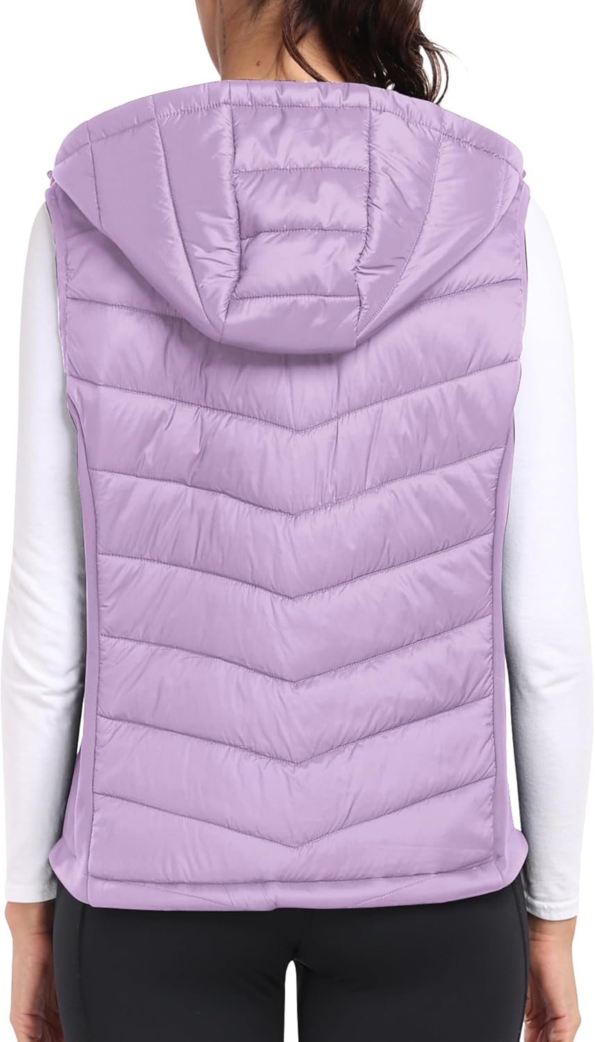 Detalle de MoFiz Womens Puffer Softshell Vest Hooded Lightweight Insulated Jacket