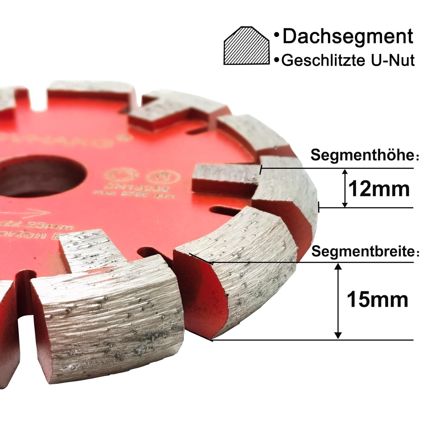 Detalle de GVHAKG Diamant-Frässcheibe 130 mm mit 12 Segmenten – Härter Estrich & Beton, 15 mm Breite
