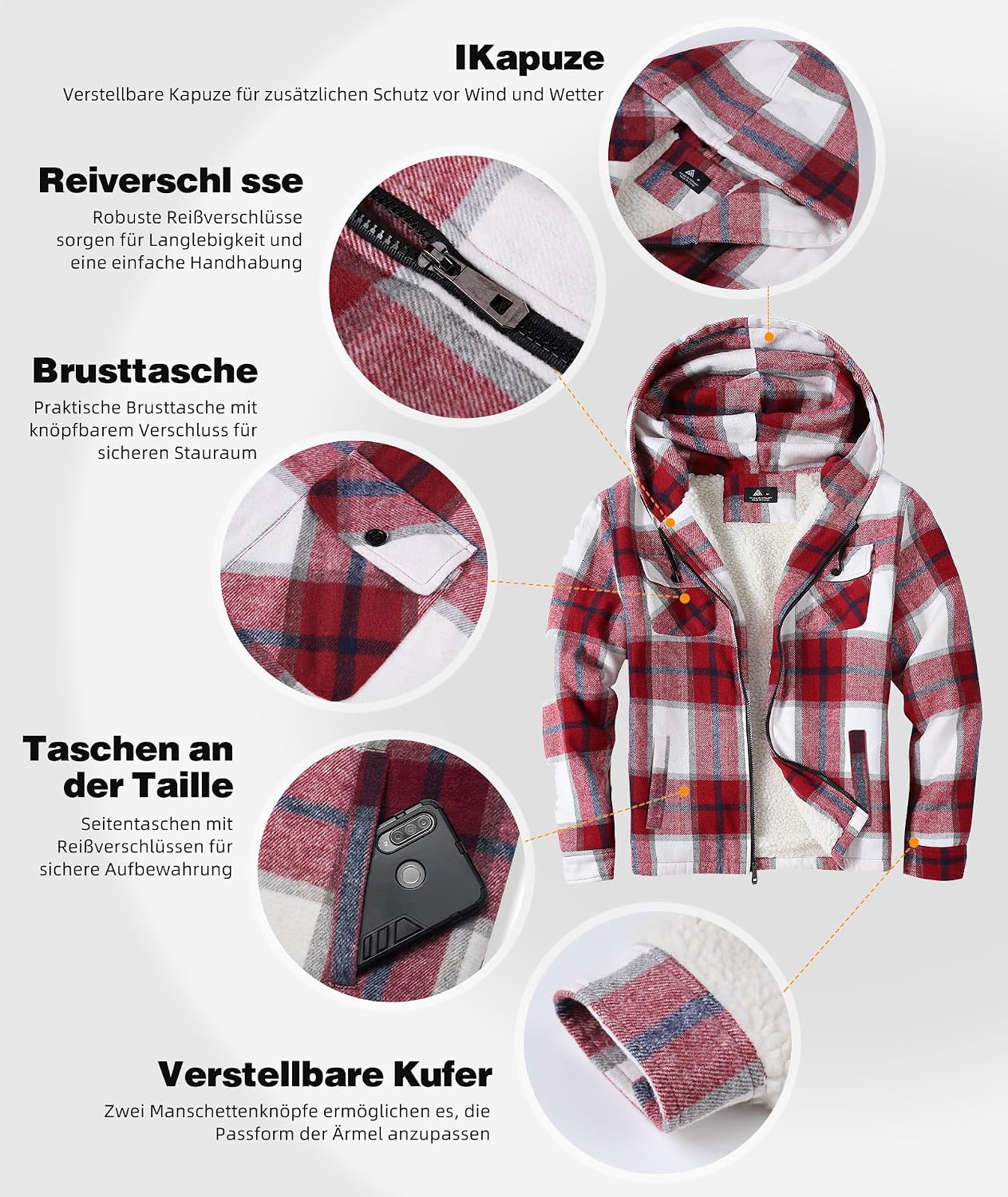 Detalle 2 de JACKETOWN Giacca Uomo in Pile con Cappuccio 3D