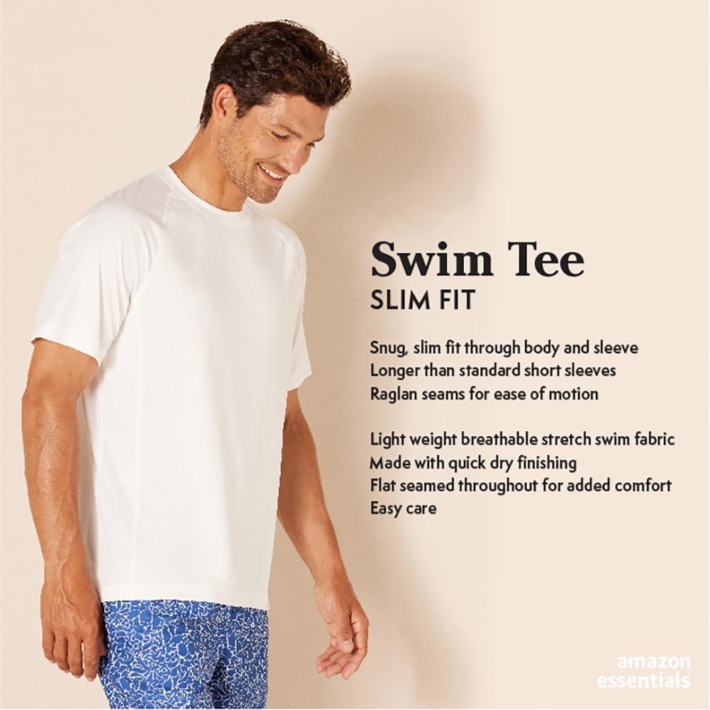 Detalle de Amazon Essentials Men's Slim-Fit Short-Sleeve Quick-Dry UPF 50 Swim Tee
