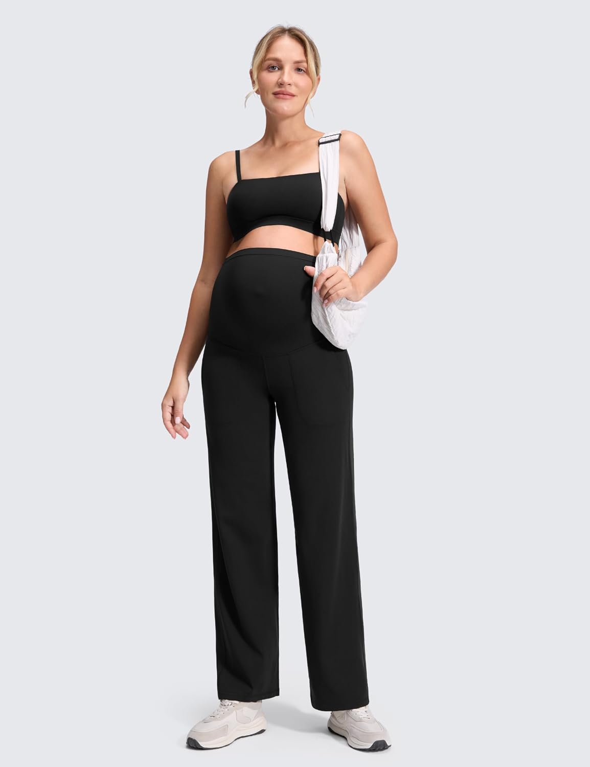 Detalle de CRZ YOGA Butterluxe Maternity Wide Leg Pants (31.5") – Over The Belly, High-W waist with Pockets