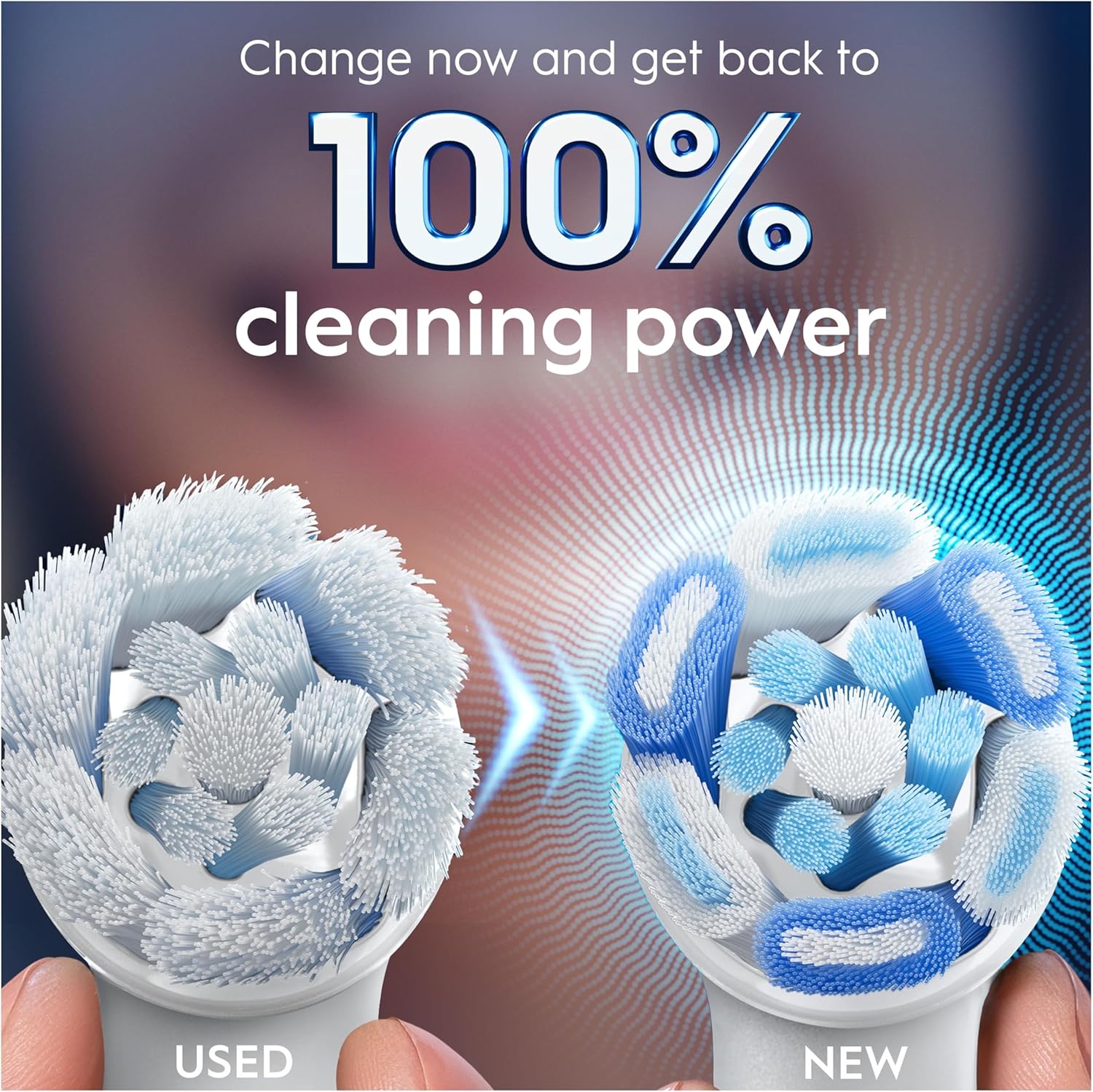 Detalle de Oral-B iO Series Ultimate Clean Replacement Brush Heads (10 Count) – White, Crisscross Bristles
