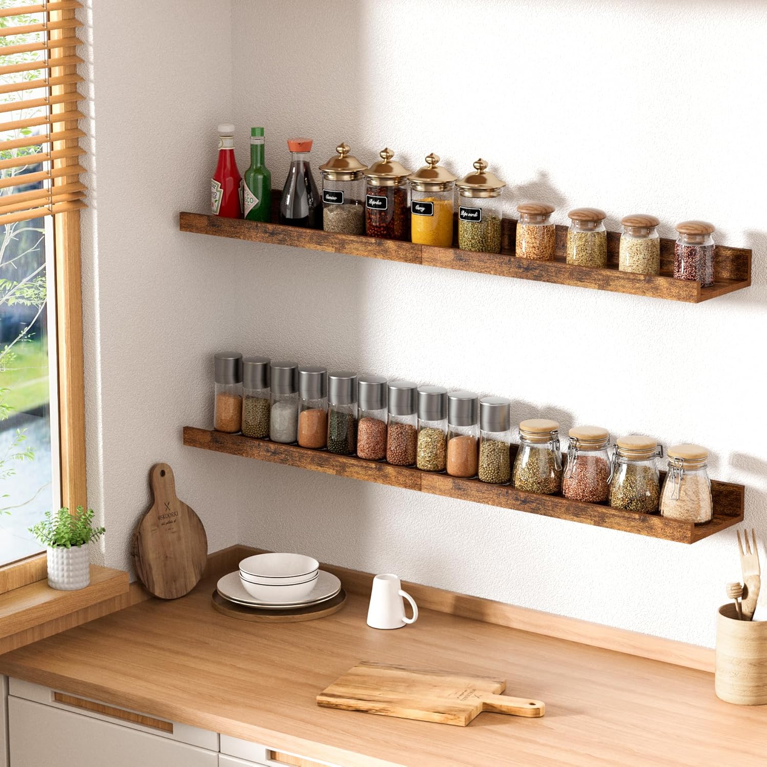 Thumbnail 6 de upsimples Floating Shelves Set of 6 — Brown 🪵