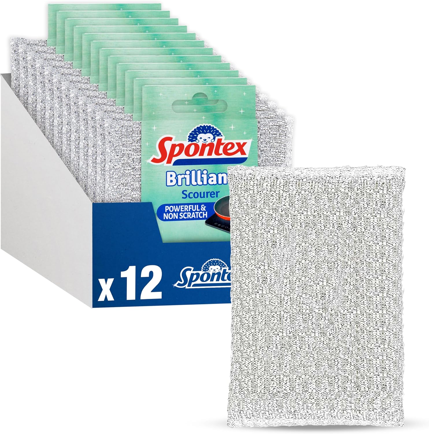 Spontex Brilliant Scourers 12 Pack Non Scratch