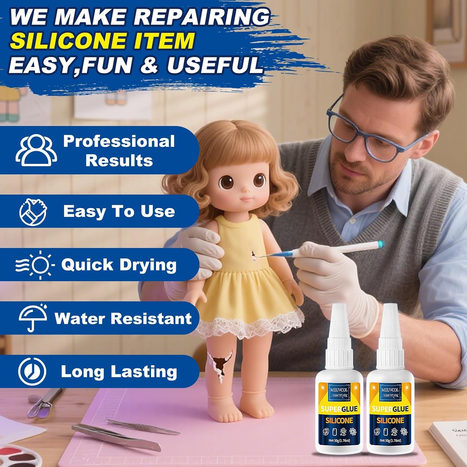 Thumbnail 3 de Meuvcol Silicone Glue 100g — Fast-Bonding & Waterproof Silicone Adhesive for Silicone Rubber, TPU, TPE, and More