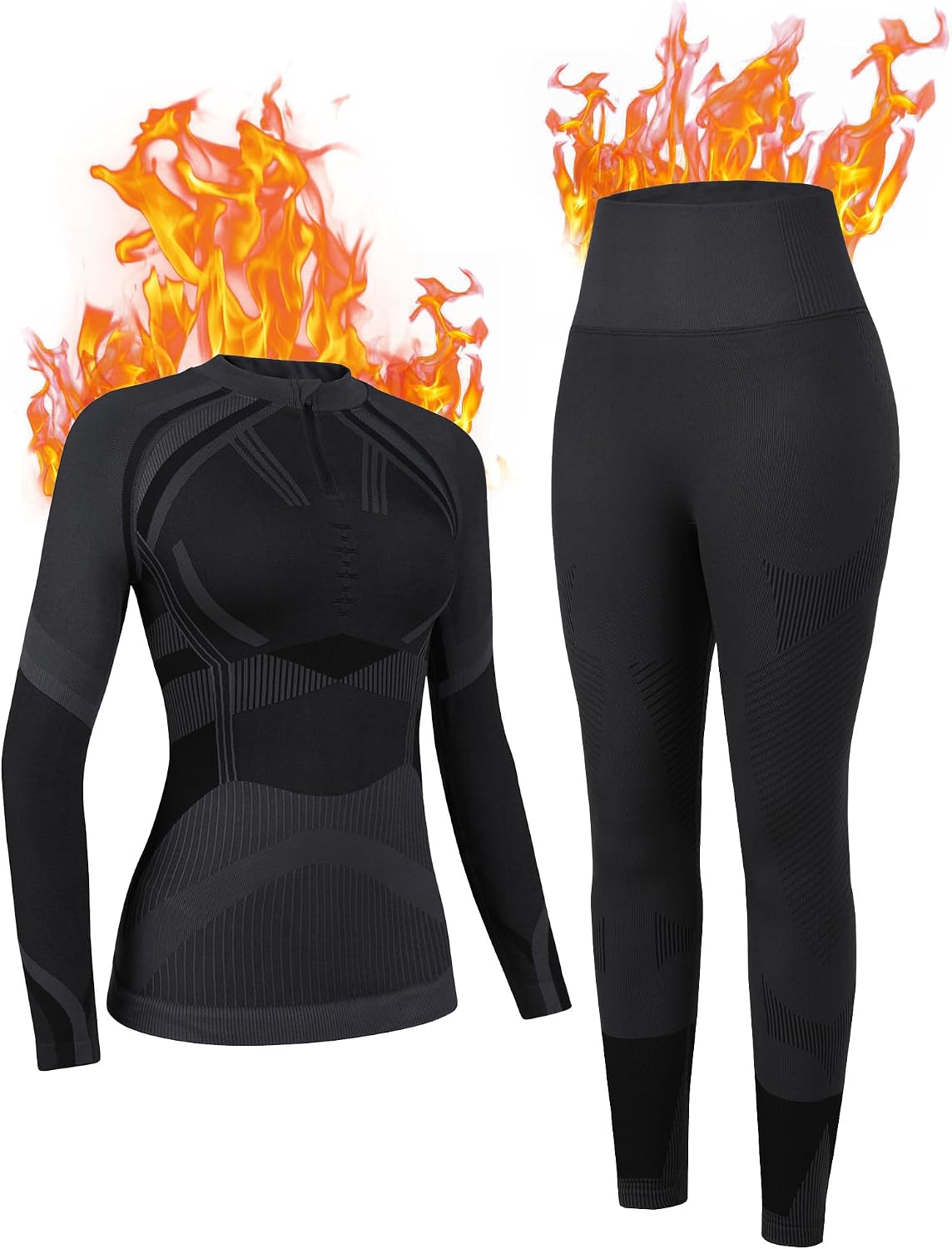 Detalle de ATTRACO Womens Thermal Set half-zip long johns for winter