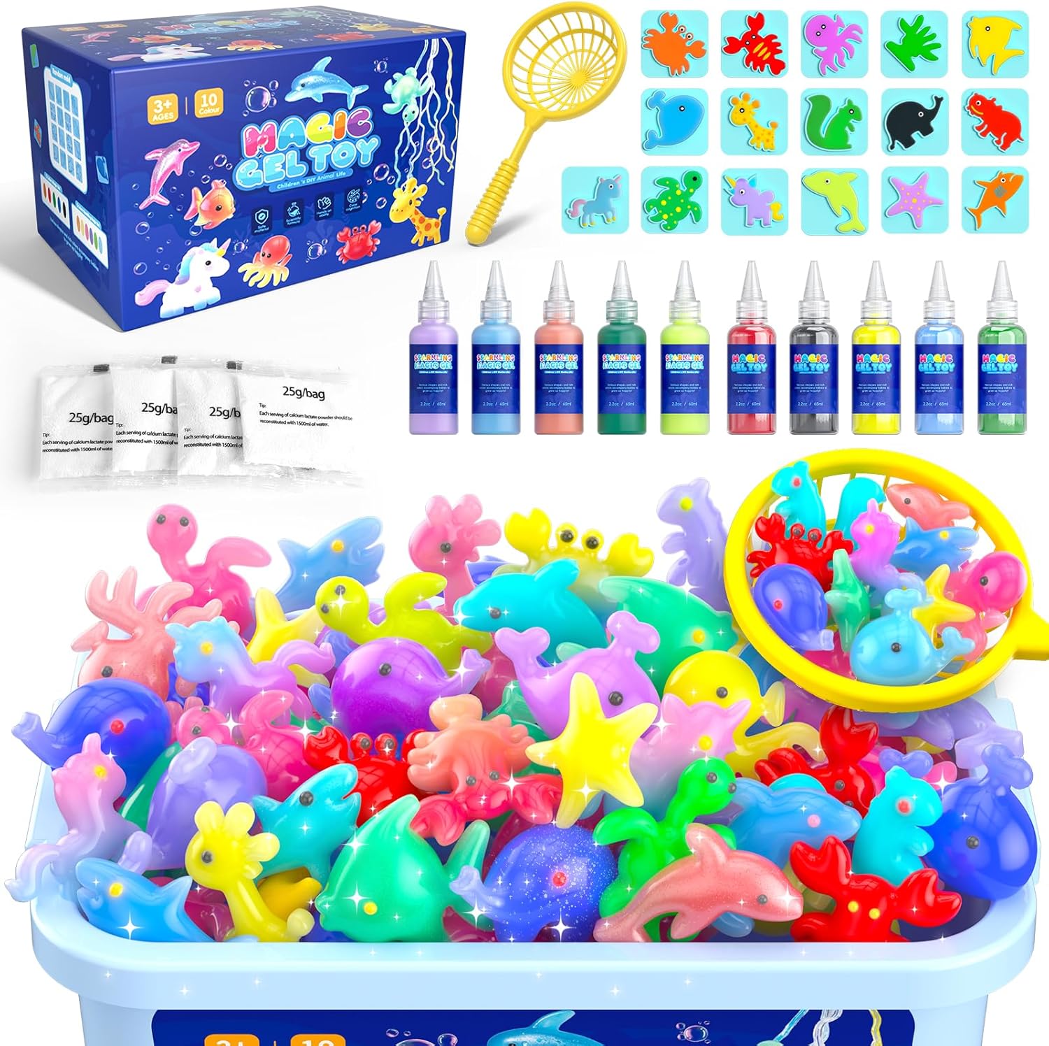 Detalle de Hot Bee Magic Water Gel Squishy Maker Kit with 8 double-sided moulds (Aqua Fairy Beads) for kids