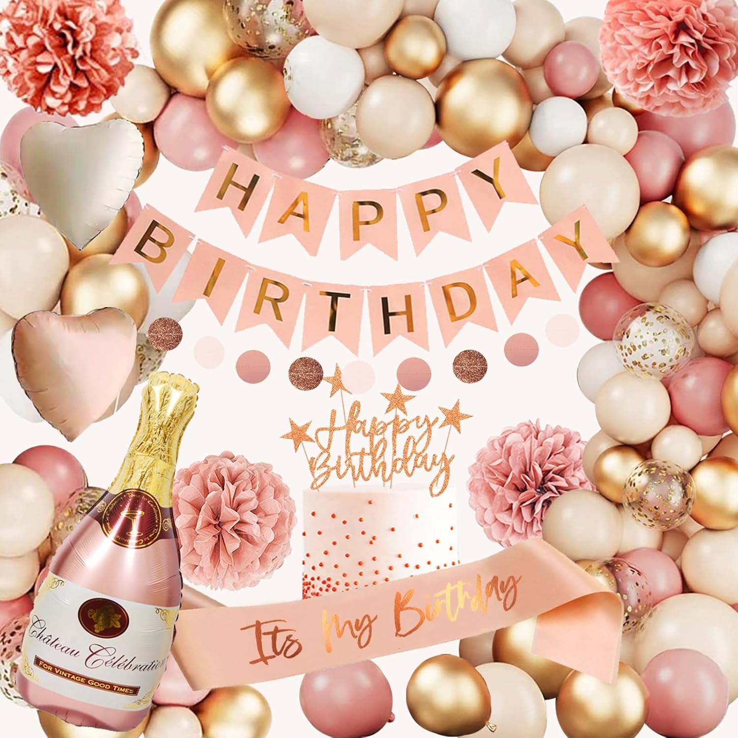 Thumbnail 6 de Deko 18 Geburtsta Geburtstagsdeko Set Retro Rosa mit 18-Zahlen Luftballon und Champagner Ballon