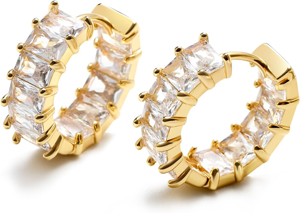Detalle de MESOVOR créoles zircon cubique plaqué or 18K – boucles d’oreilles cercle multicolores