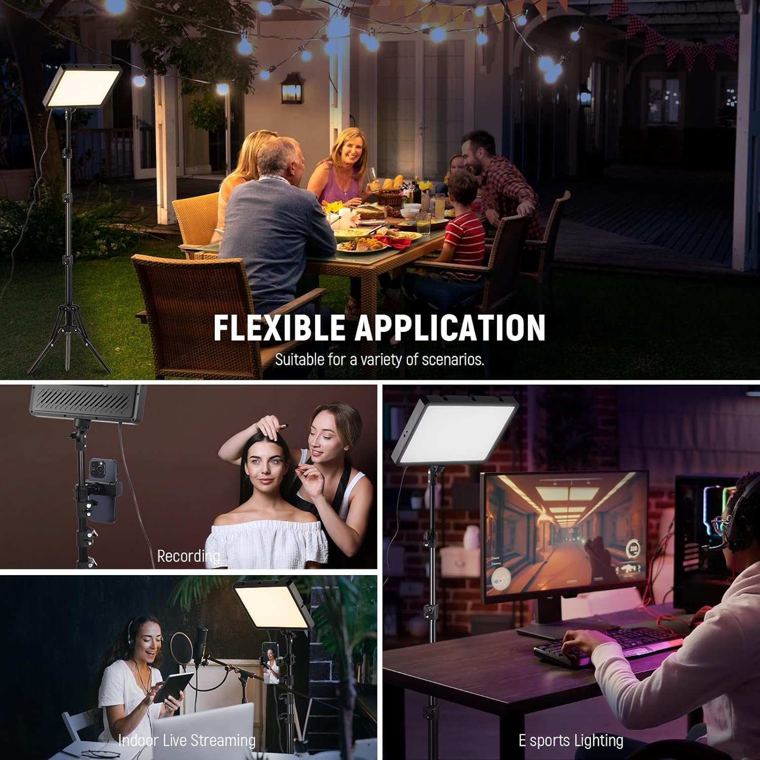 Thumbnail 1 de NEEWER BASICS BP300 2-Pack Bi-Colour LED Video Light Panels with Stands & Phone Holders