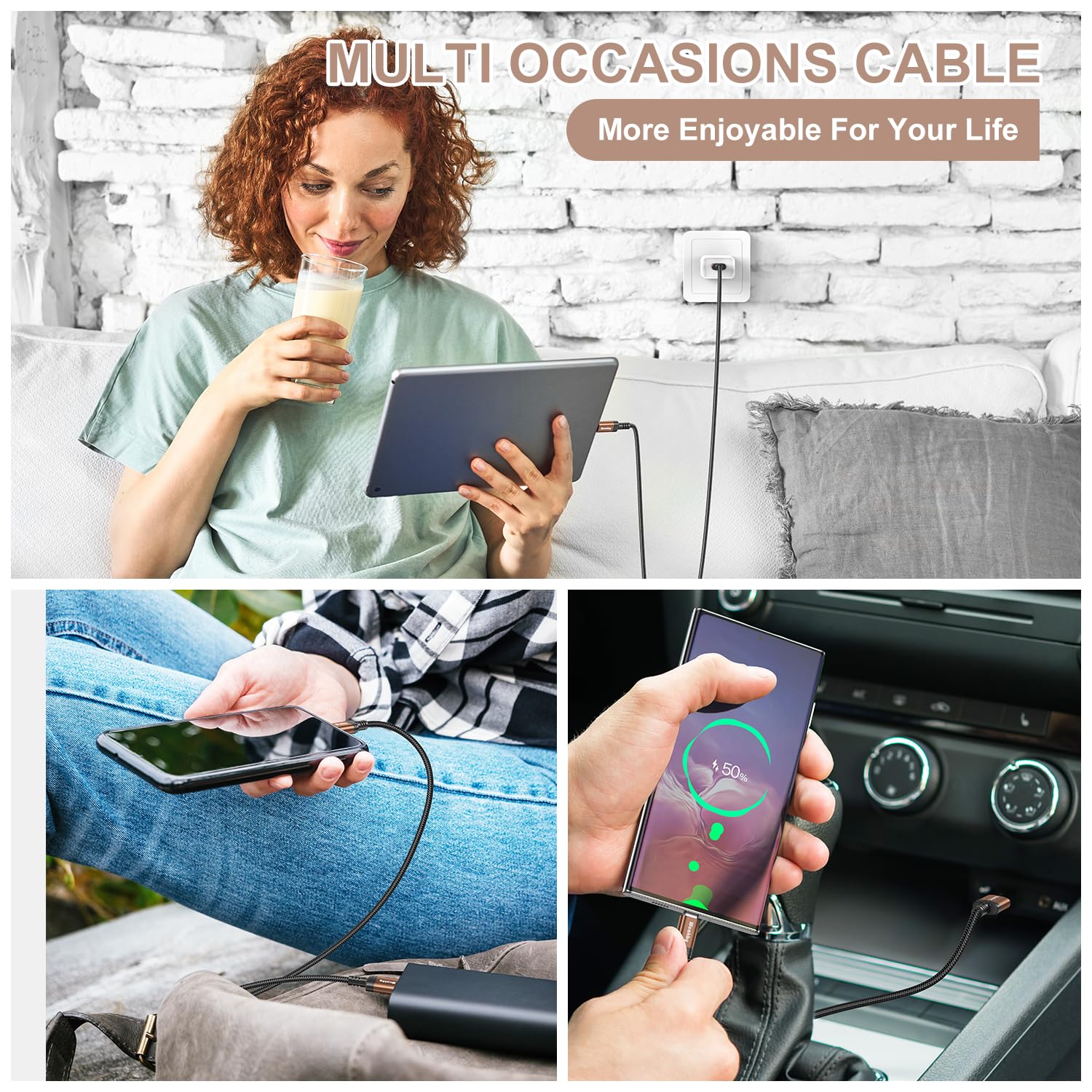 Thumbnail 5 de USB-C Ladekabel 1 m mit Schnellladung (QC 3.0) – kompatibel mit iPhone 15 Pro Max, Galaxy S24/23/22/21/20 & mehr