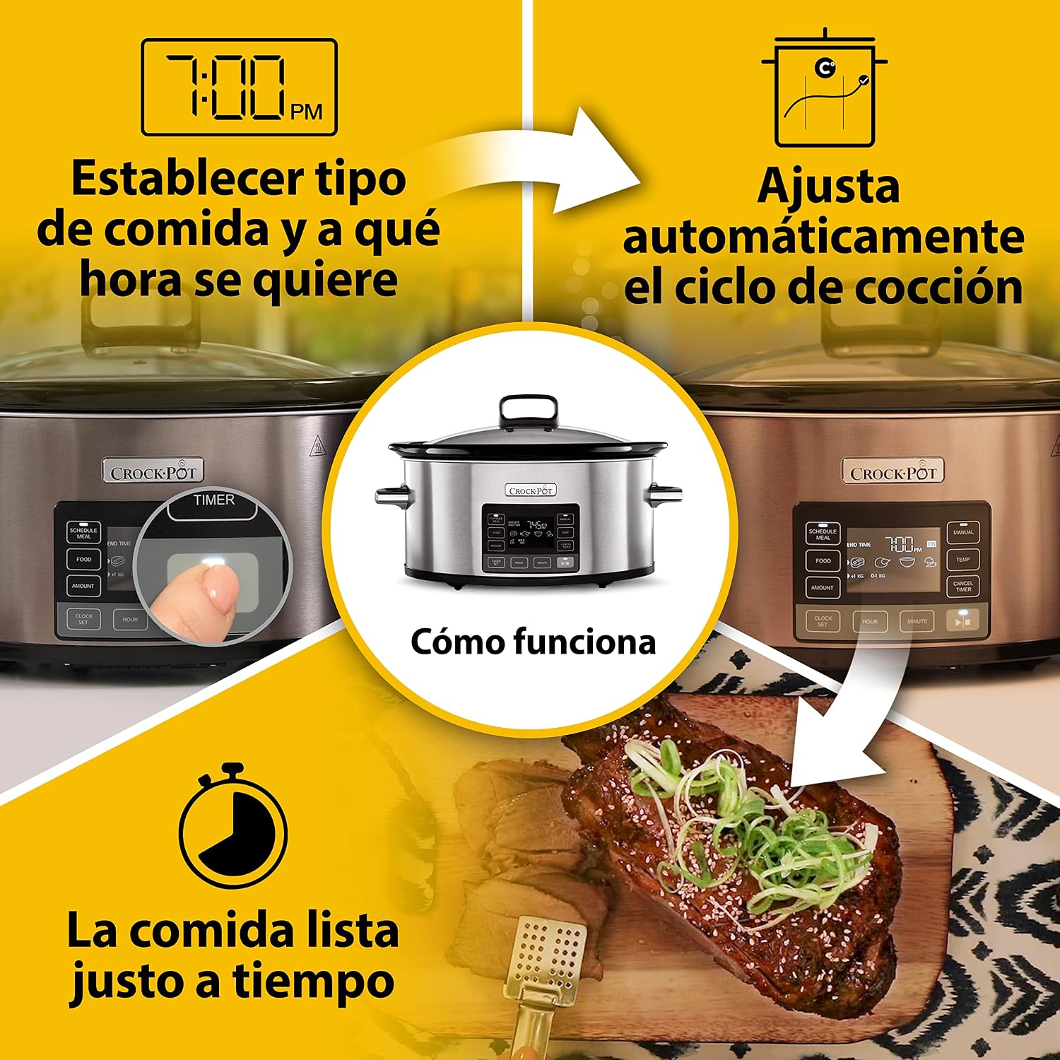 Detalle 2 de Crockpot TimeSelect Olla de cocción lenta 5,6 L