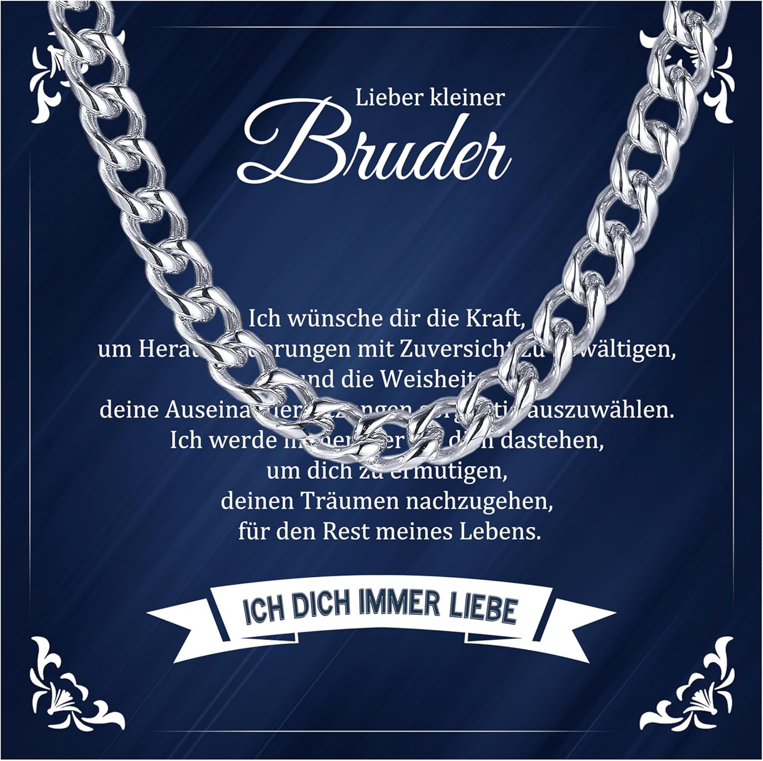 Thumbnail 6 de Sohn Geschenke Halskette Herren Silber – Kuba/Edelstahlkette mit 316L, 6 mm Breite, 50 cm