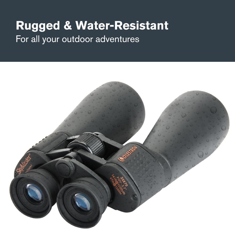 Detalle de Celestron SkyMaster 25x70mm Porro Prism Binoculars (71008) with Multi-Coated Lenses and Carry Case