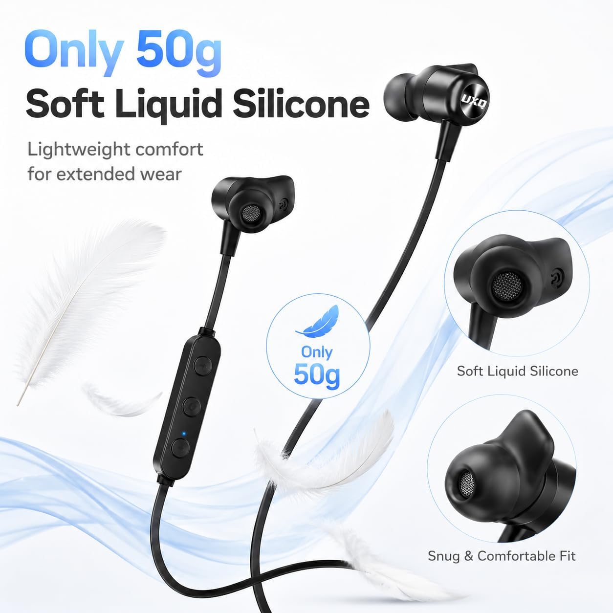 Detalle 2 de UXD Wireless Bluetooth Neckband Headphones with Magnetic In-Ear Tips