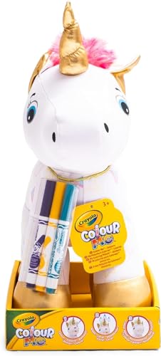 Detalle de CRAYOLA Colour Me Plush Unicorno: Peluche colorabile con 3 pennarelli lavabili, regalo creativo per bambini