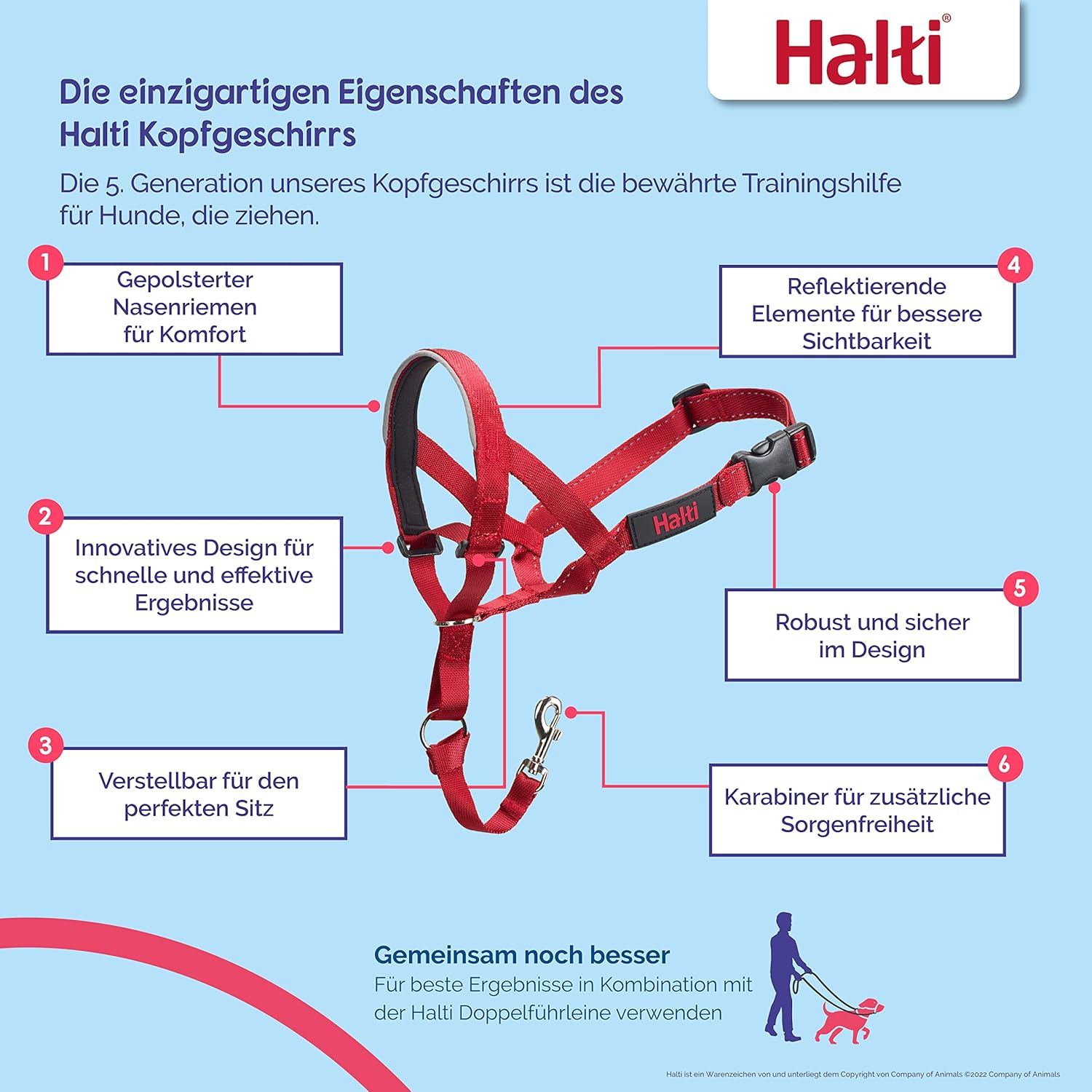 Detalle 2 de Halti Kopfkragen für Hunde, Rot, Größe 3