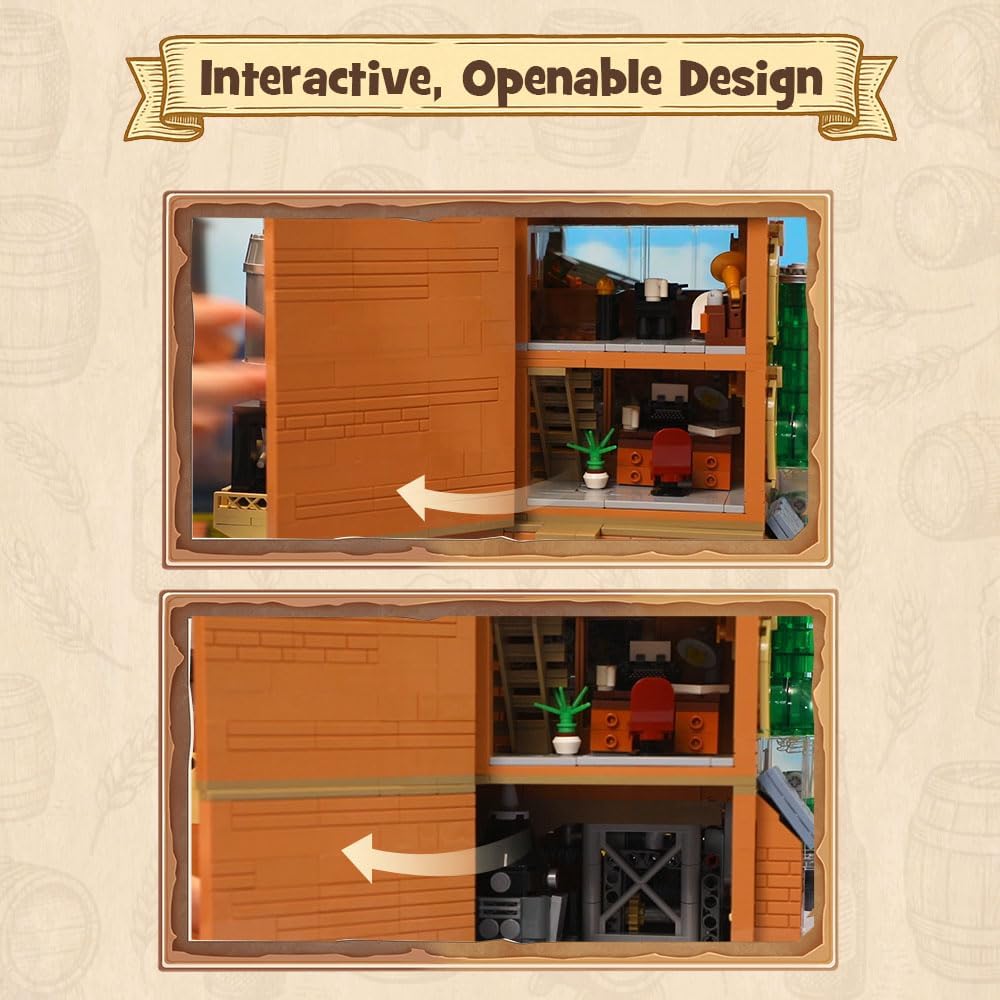 Detalle de PANTASY Craft Beer Brewery Building Set for Adults – Vintage Microbrewery Model with Modular Architecture