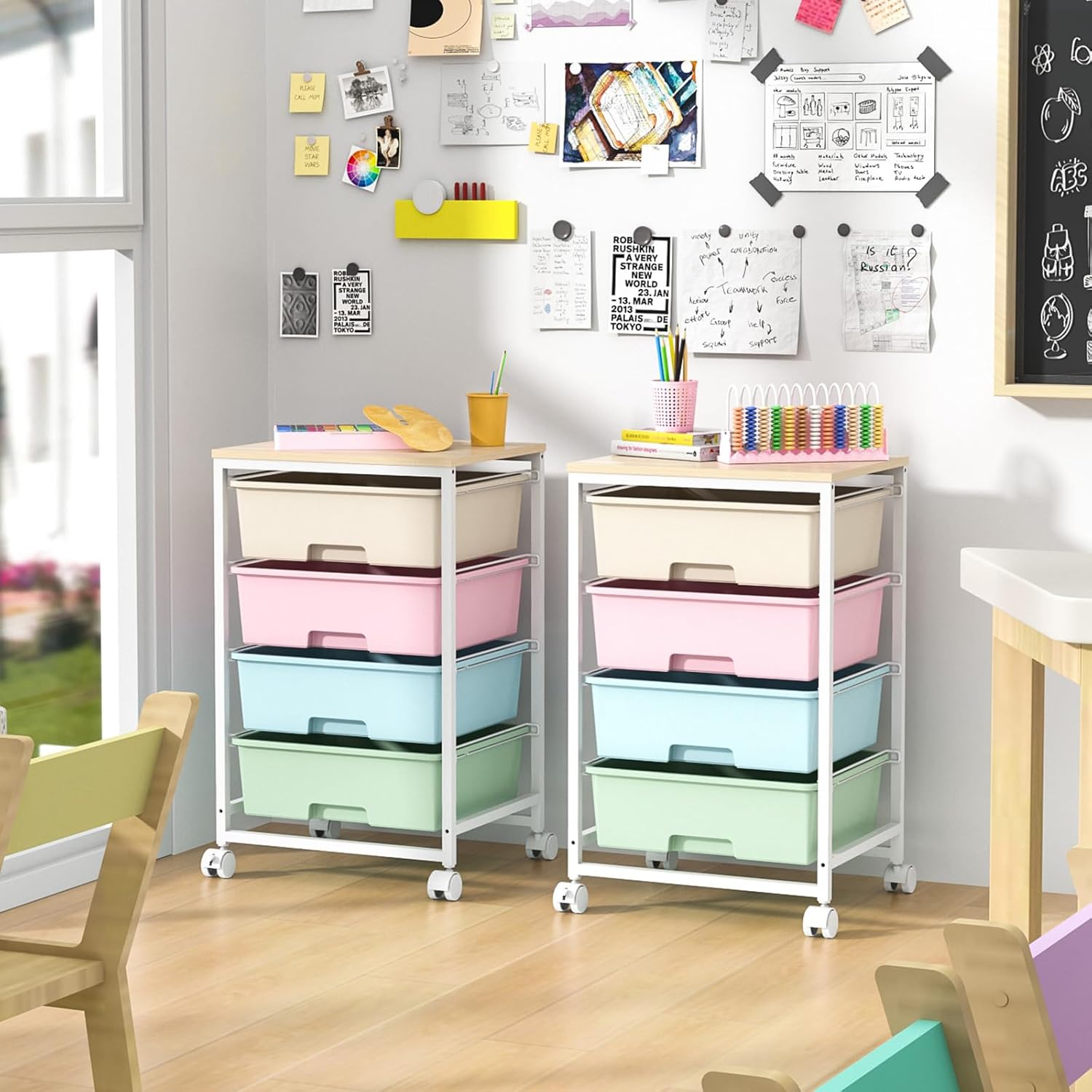 Thumbnail 1 de SYKIARIOL 4-Drawer Storage Trolley with Wheels (Rolling Utility Cart) – Multicolour