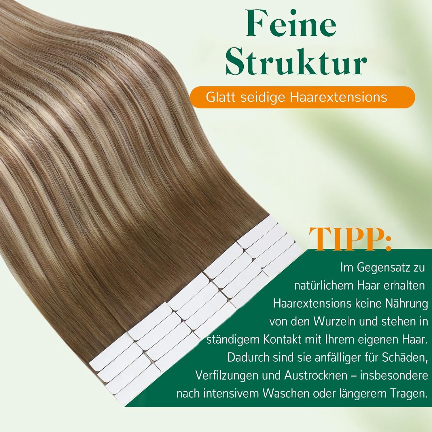 Thumbnail 5 de Easyouth Haarverlängerung aus Remy-Echthaar (Balayage Hellbraun mit Blond), 35 cm, 40 g, 20 Stück