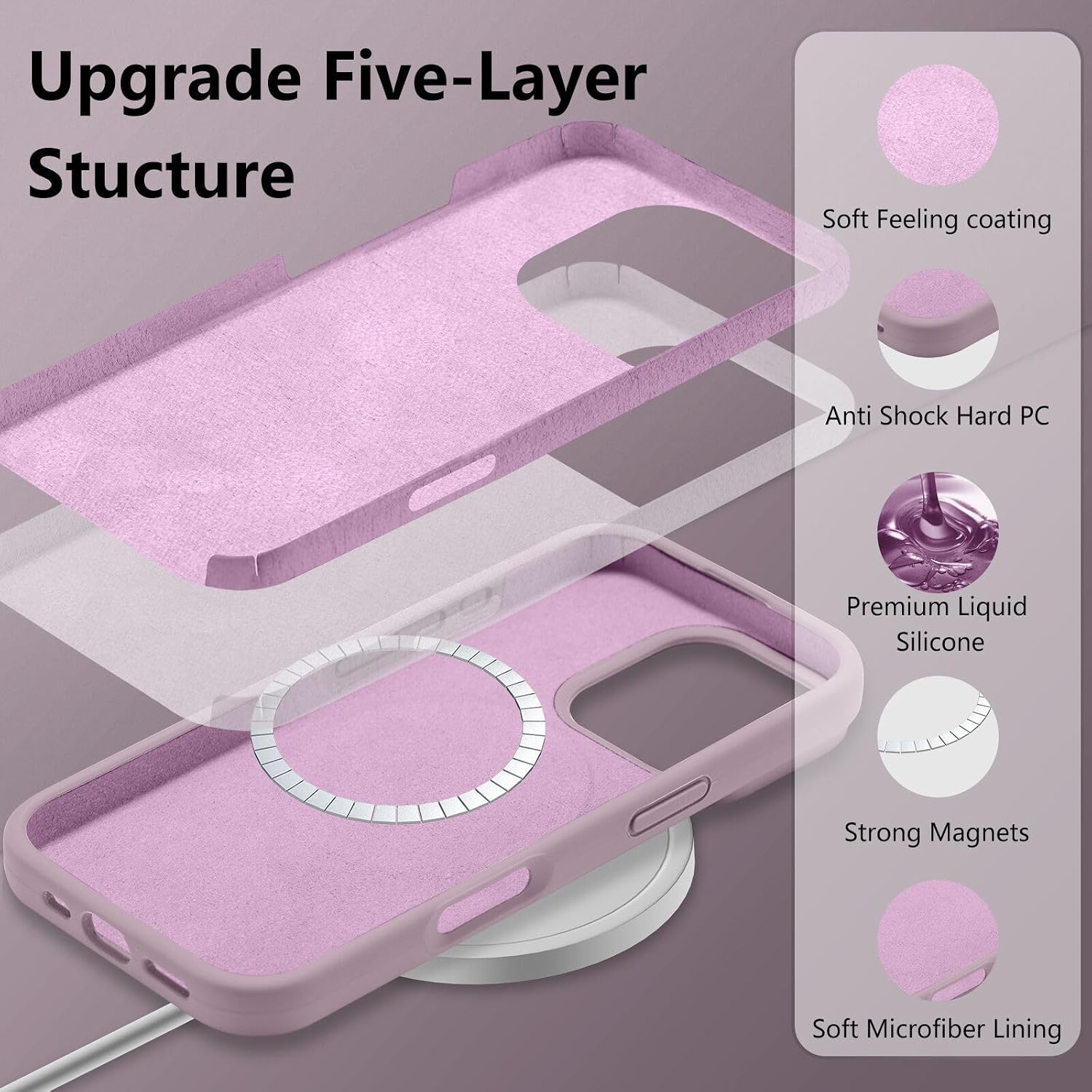 Detalle de UCASONG Magnetic for iPhone 13 Pro Case 6.1" - Premium Liquid Silicone with MagSafe