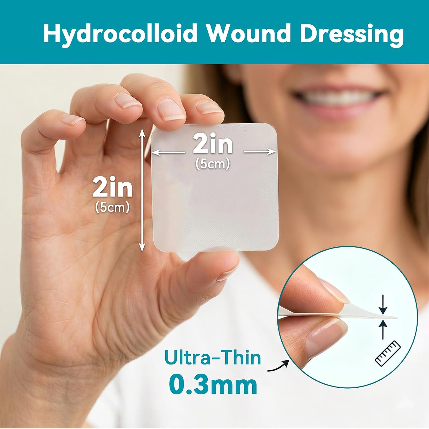 Detalle de Dimora 50-Count 2" x 2" Hydrocolloid Bandages for Wound Care