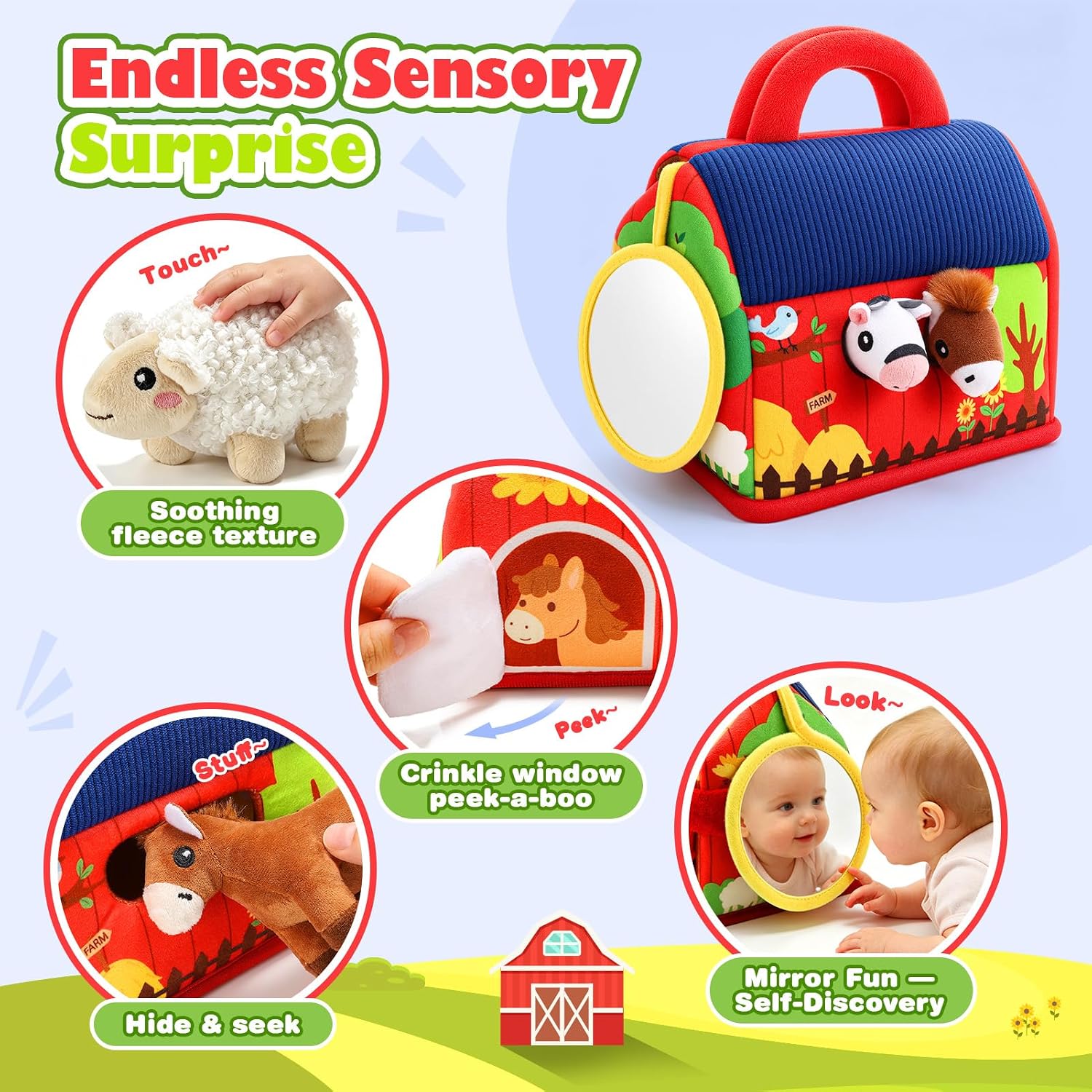 Thumbnail 3 de Baby Toys 6-12 Months: Plush Farm Animal Sound Toys for Sensory Play