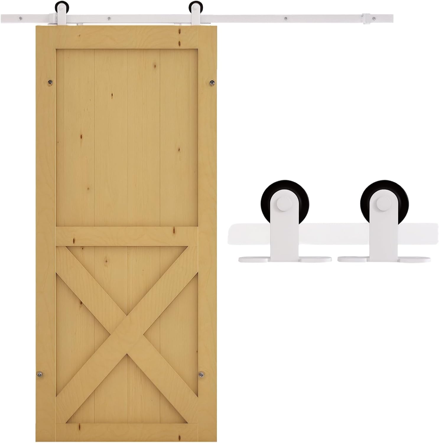 HOMCOM Kit porte coulissante rail 183 cm blanc