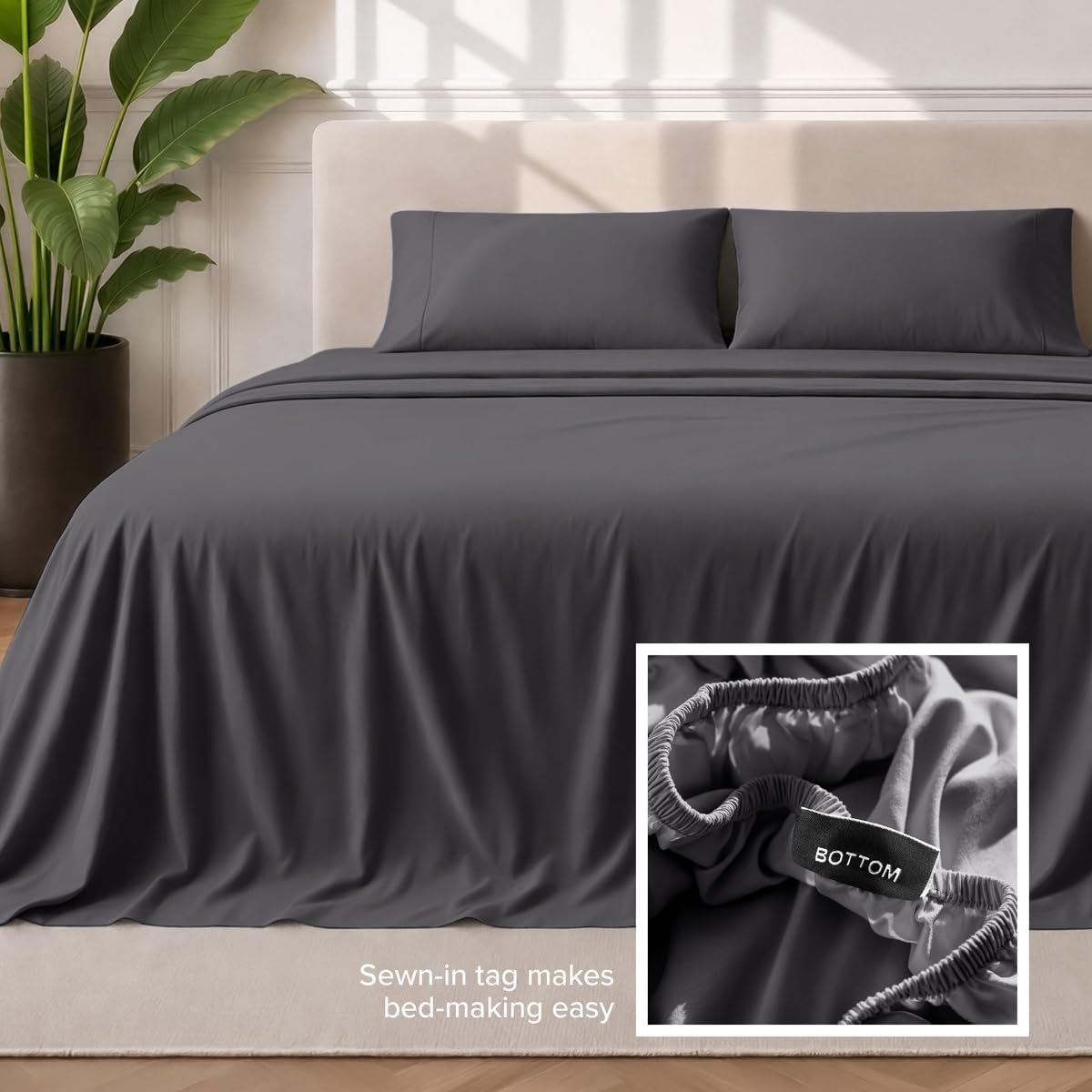 Thumbnail 5 de Bare Home King Sheet Set (1800) — Ultra-Soft Microfiber, Double Brushed, Deep Pockets, 4-Piece Set (Forged Iron Grey)