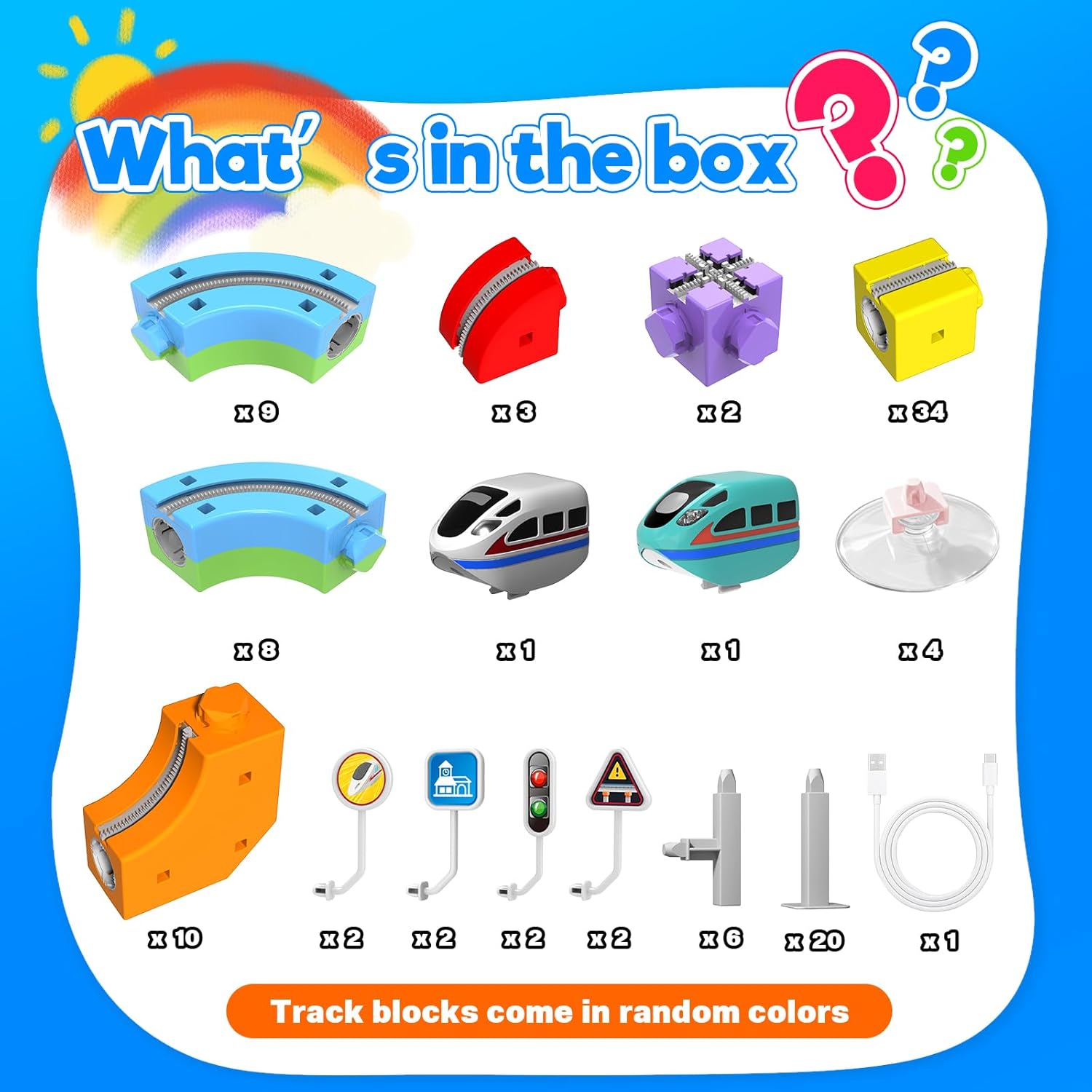 Detalle de Goody King Train Électrique Enfant 110 pièces – Circuit magnétique 3D avec train électrique