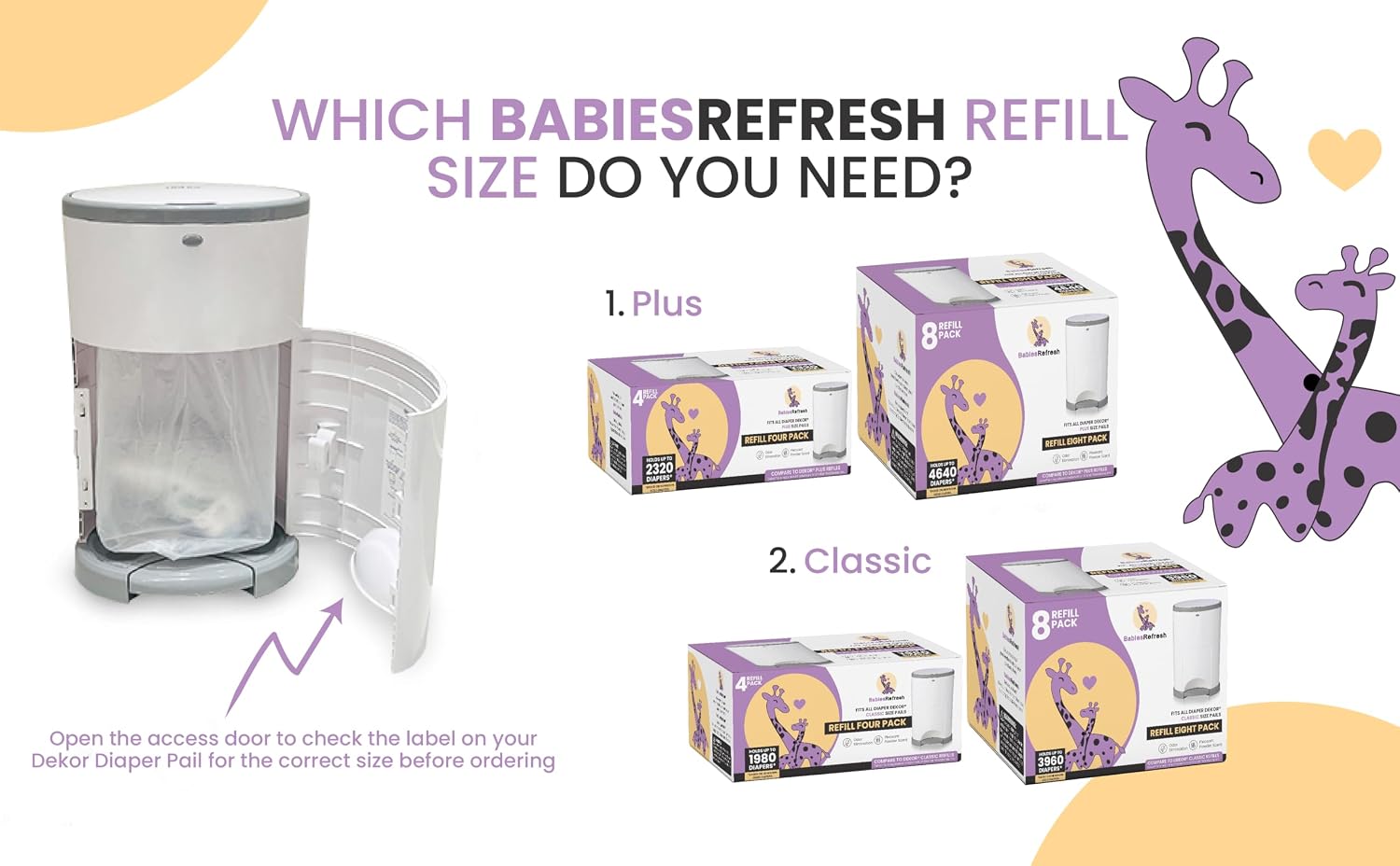 Thumbnail 6 de BabiesRefresh Diaper Pail Refills, 4-Pack, Fresh Powder, DEKOR CLASSIC Compatible