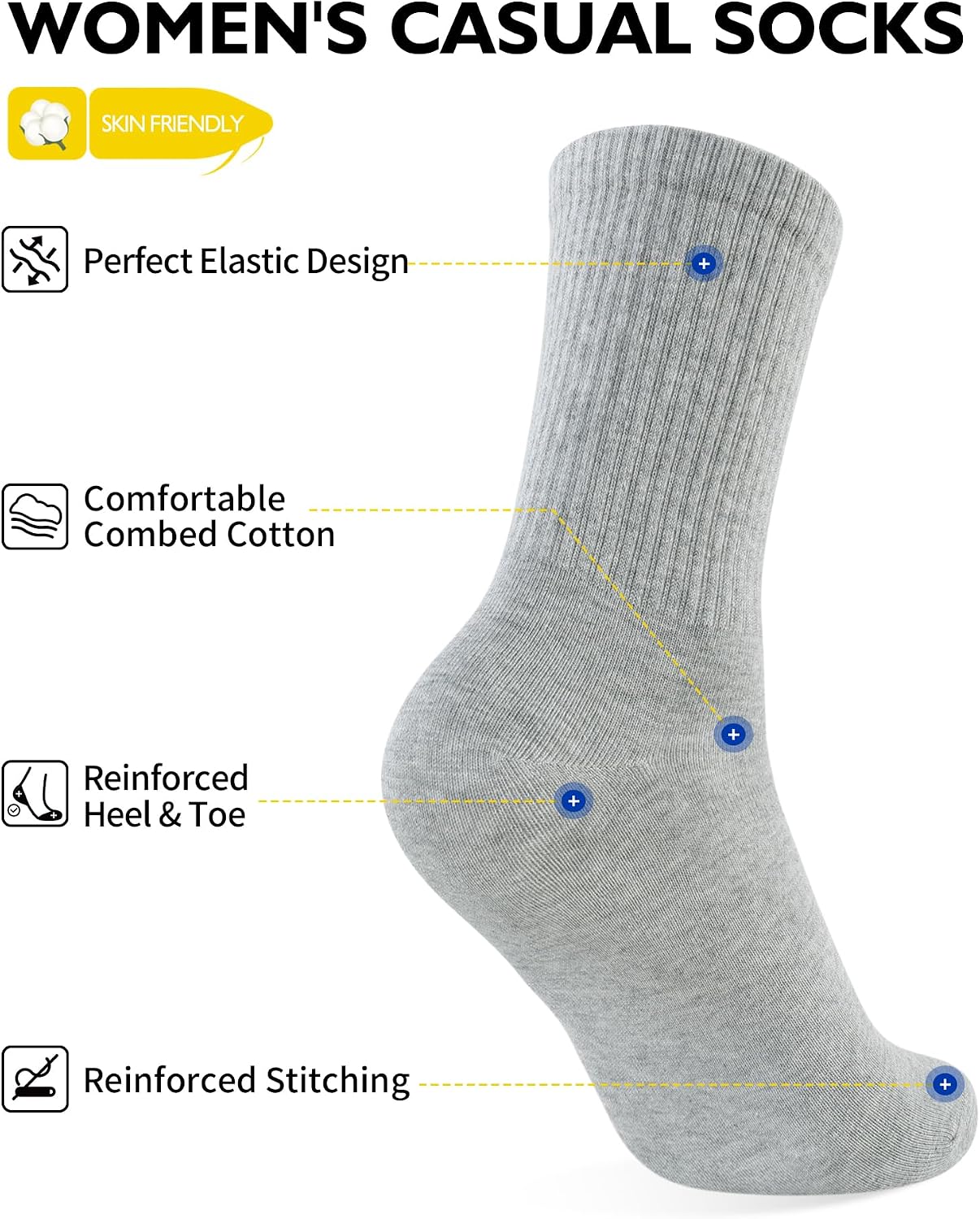 Thumbnail 2 de Closemate crew socks 5 pairs breathable