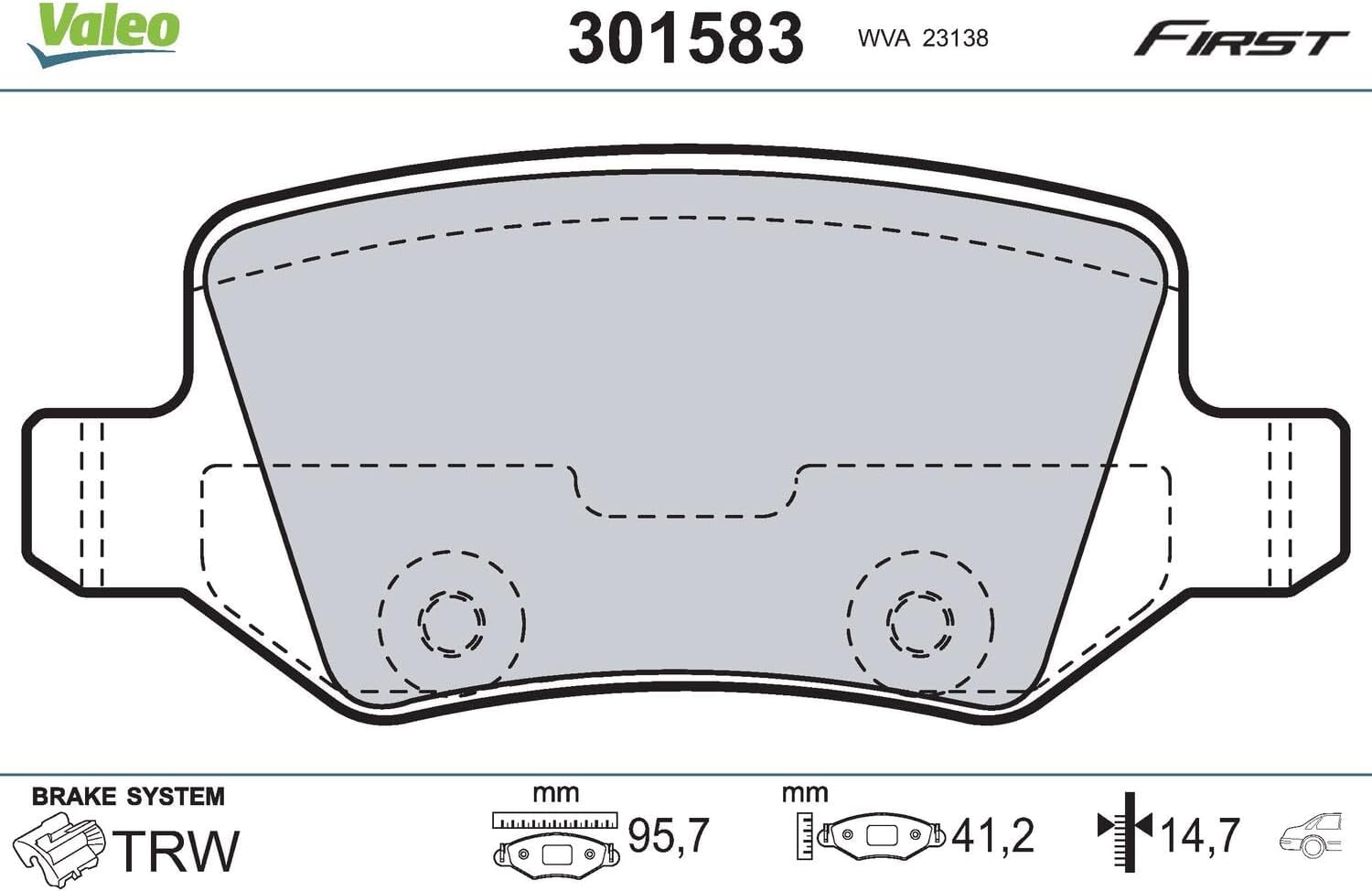 Thumbnail 1 de VALEO Kit pastiglie freno Freno a disco 301583 – Pastiglie per assale posteriore