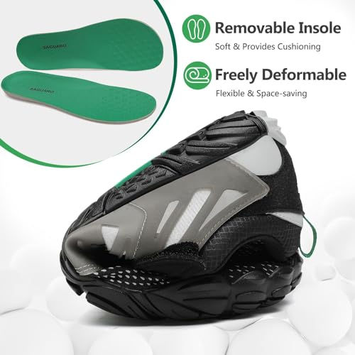 Detalle de SAGUARO Zapatillas Barefoot para Hombre y Mujer – Minimalistas Cinco Dedos, Transpirables y Antideslizantes, Gr.42 (Negro Profundo)