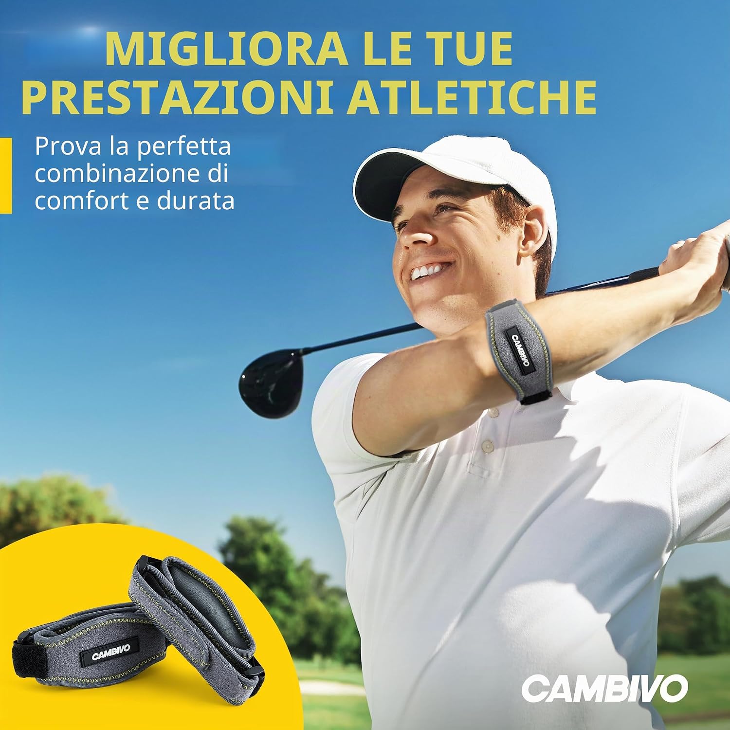 Detalle de CAMBIVO 2 Pezzi Tutore Epicondilite Gomito Regolabile – Gomitiera per Epicondilite con Imbottitura EVA