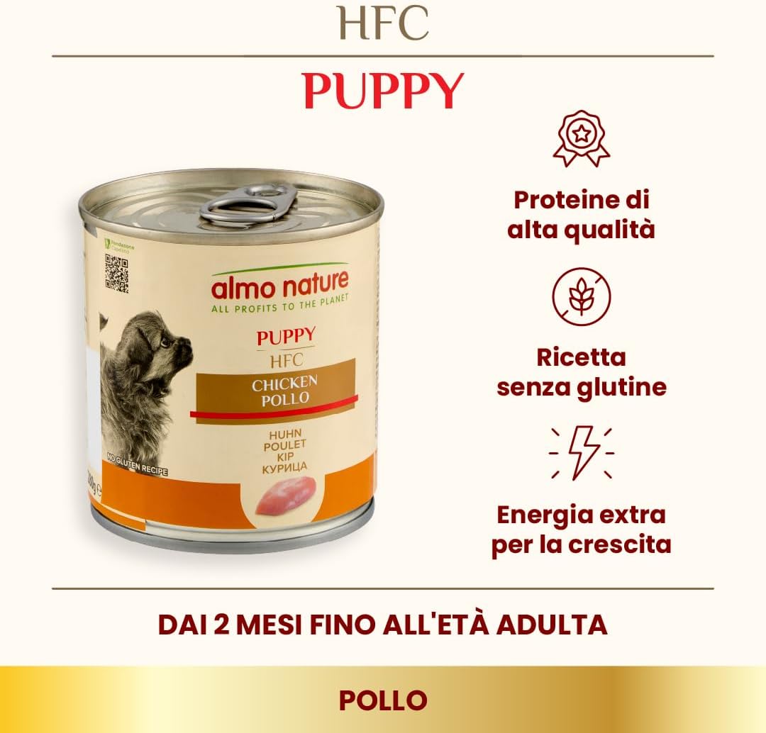 Detalle de Almo Nature HFC Puppy Umido al Pollo – 280 g, confezione da 12: qualità Human Grade per cuccioli