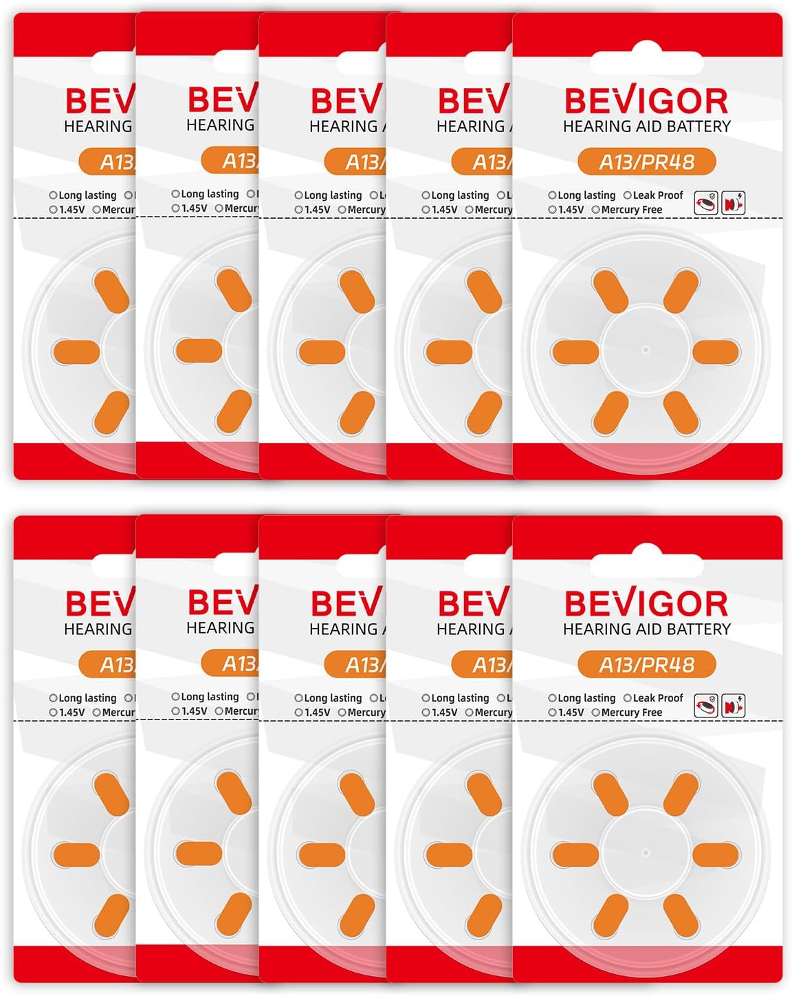Detalle de BEVIGOR 60 13 Hearing Aid Batteries 60 Pack