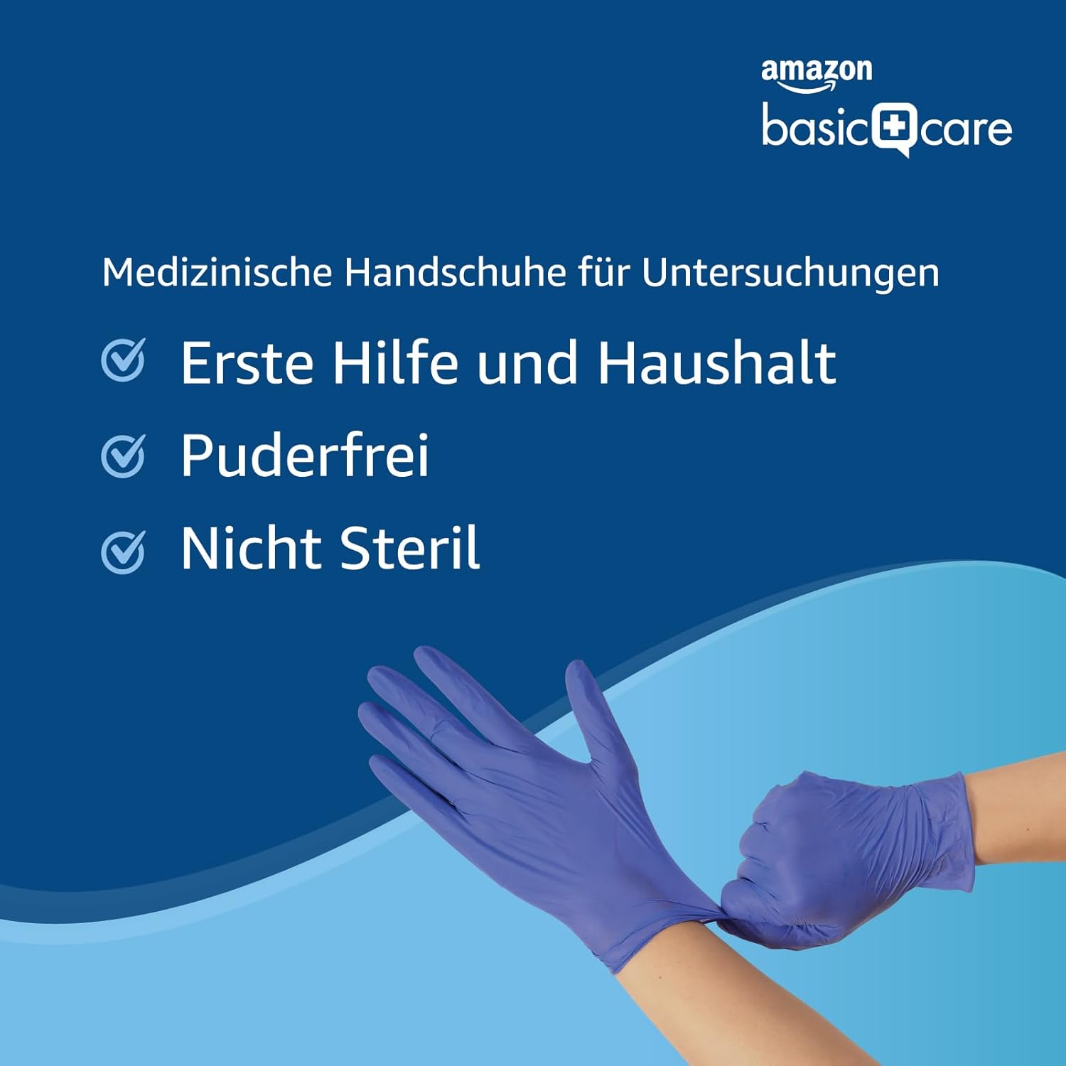 Thumbnail 3 de by Amazon Blaue Nitril-Einweghandschuhe Größe L – puderfrei, 100 Stück