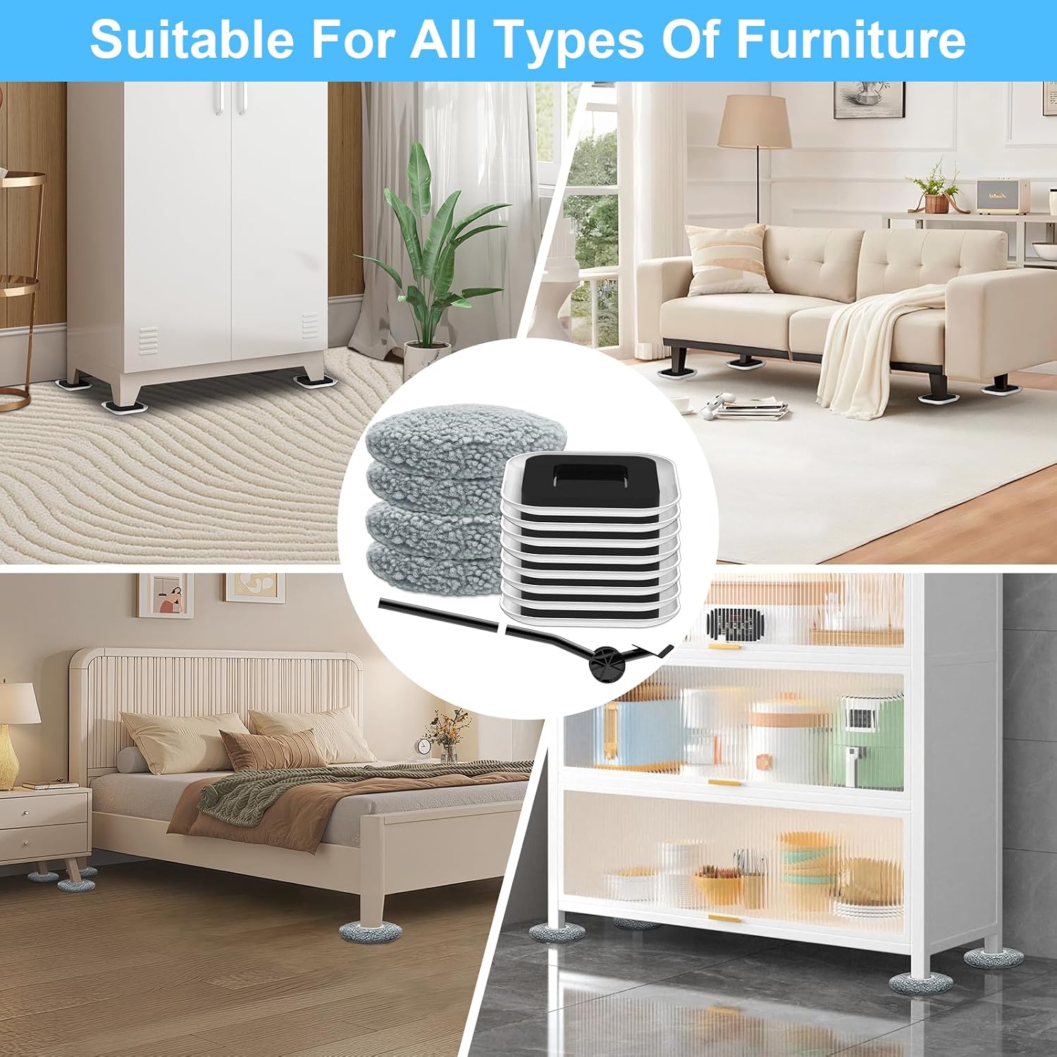 Thumbnail 6 de Kiss Core HK 3-in-1 Furniture Sliders Kit with Carpet Pads and Floor Socks