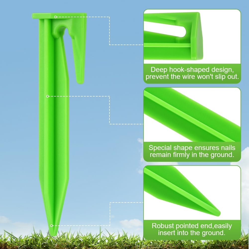 Detalle de OFFCUP Piquet Fil Robot Tondeuse – 150 piquets de fixation pour câble périphérique en extérieur (Vert)