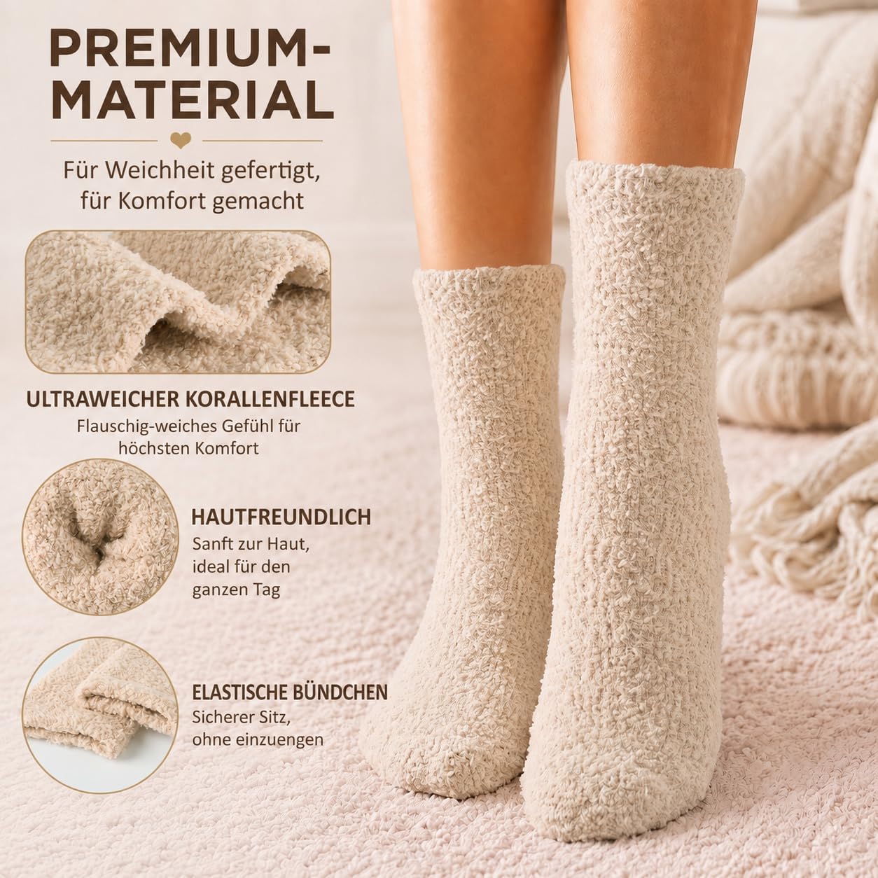 Detalle de SukModen Fluffy Socks, Coral Fleece Winter Bed Socks with Stretch Cuffs