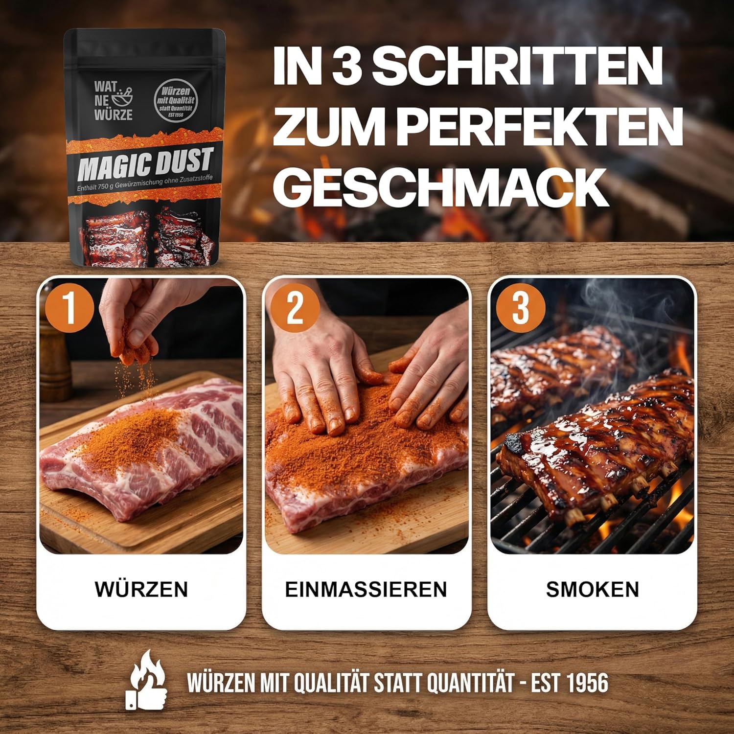 Thumbnail 5 de WAT NE WÜRZE Magic Dust Rub 750 g – BBQ-Gewürzmischung für Rippchen, Pulled Pork & Brisket