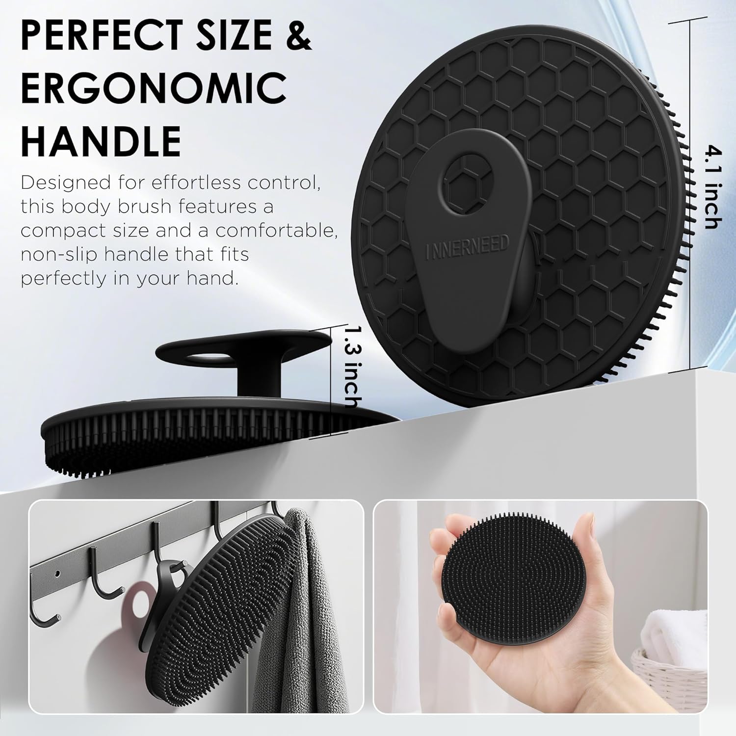 Thumbnail 1 de INNERNEED Food-Grade Silicone Body Scrubber: Gentle Cleaning with Exfoliating Mesh