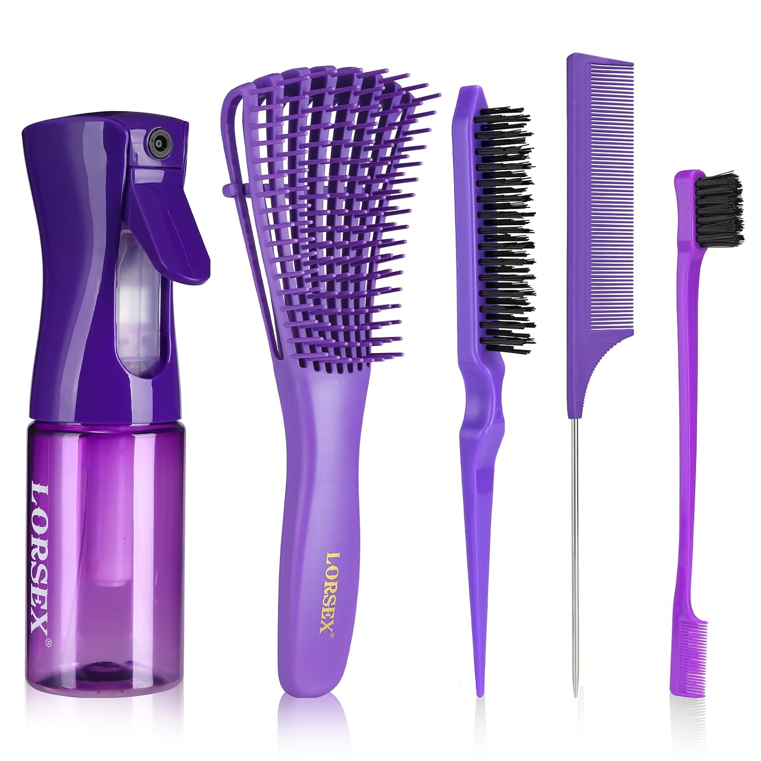 Detalle de LORSEX Haarbürste Set mit 200 ml Sprühflasche – Entwirrung und Styling für Naturhaar (Afro 3a–4c)