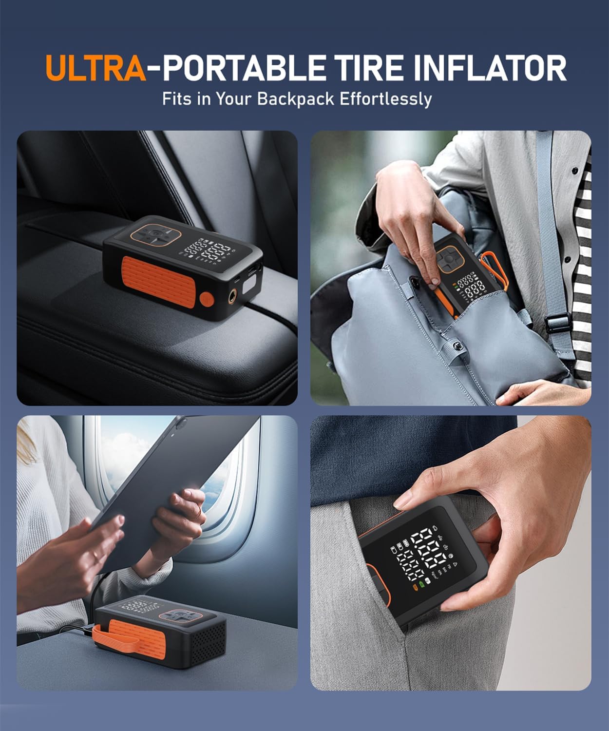 Thumbnail 6 de Hafuloky Tire Inflator Portable Air Compressor (150 PSI) with Digital Gauge