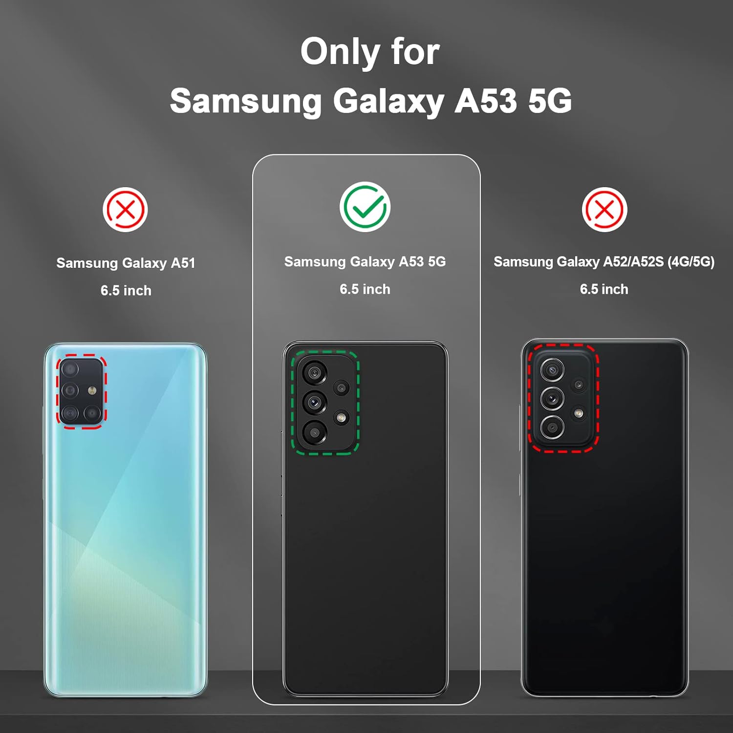 Thumbnail 5 de Btstring Case for Samsung Galaxy A53 5G with Tempered Glass Screen Protector, Shockproof Heavy Duty Cover & Car Mount Stand (Black)