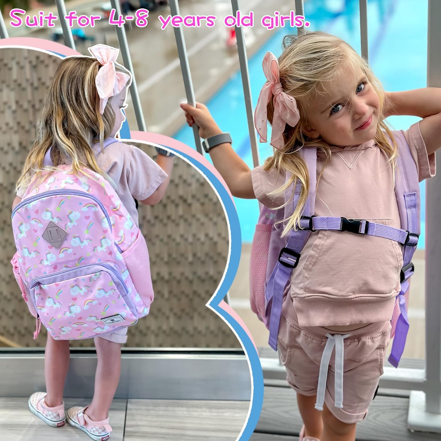 Thumbnail 1 de VX VONXURY Kids Backpack 12.3L – Lightweight, Water-Resistant Toddler School Bag with Chest Strap (Dinosaur or Unicorn)