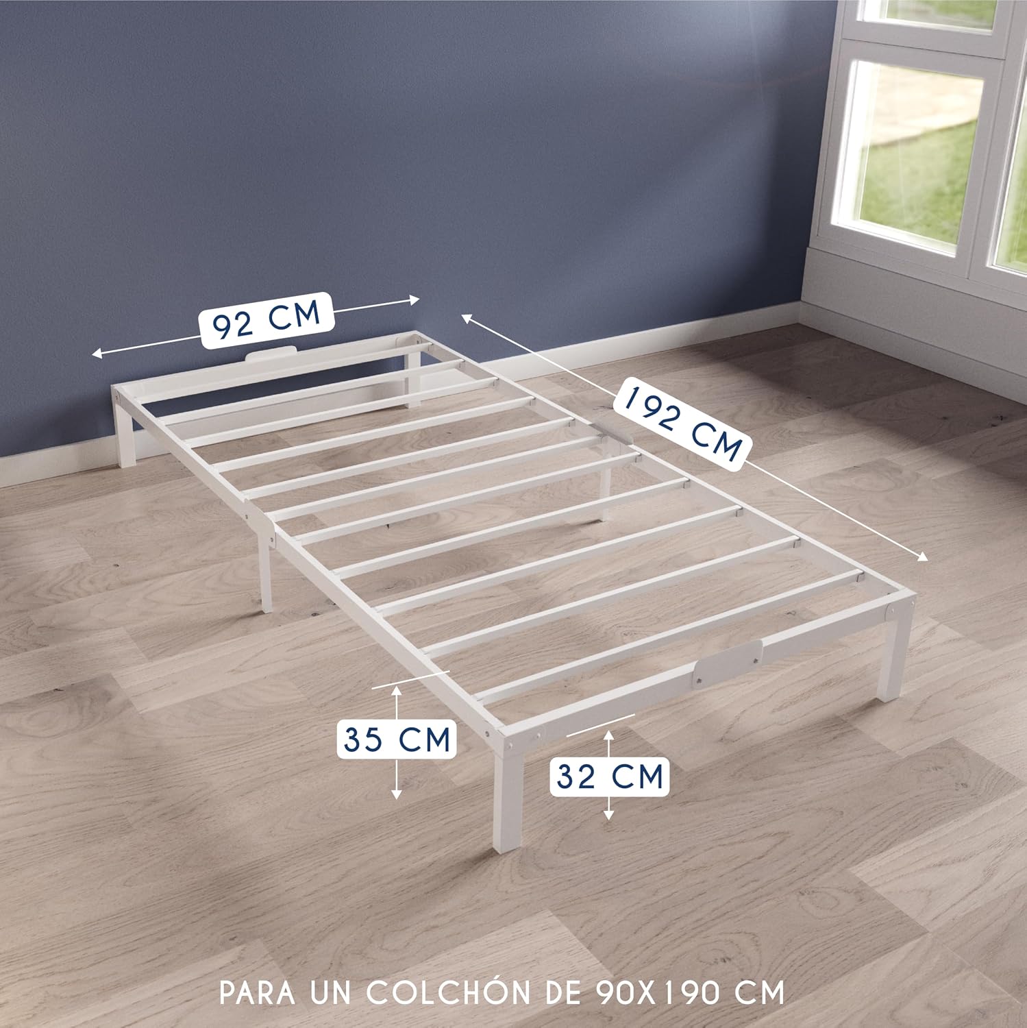 Thumbnail 1 de Dreamzie Cama de Metal 90x190 con Somier Blanco